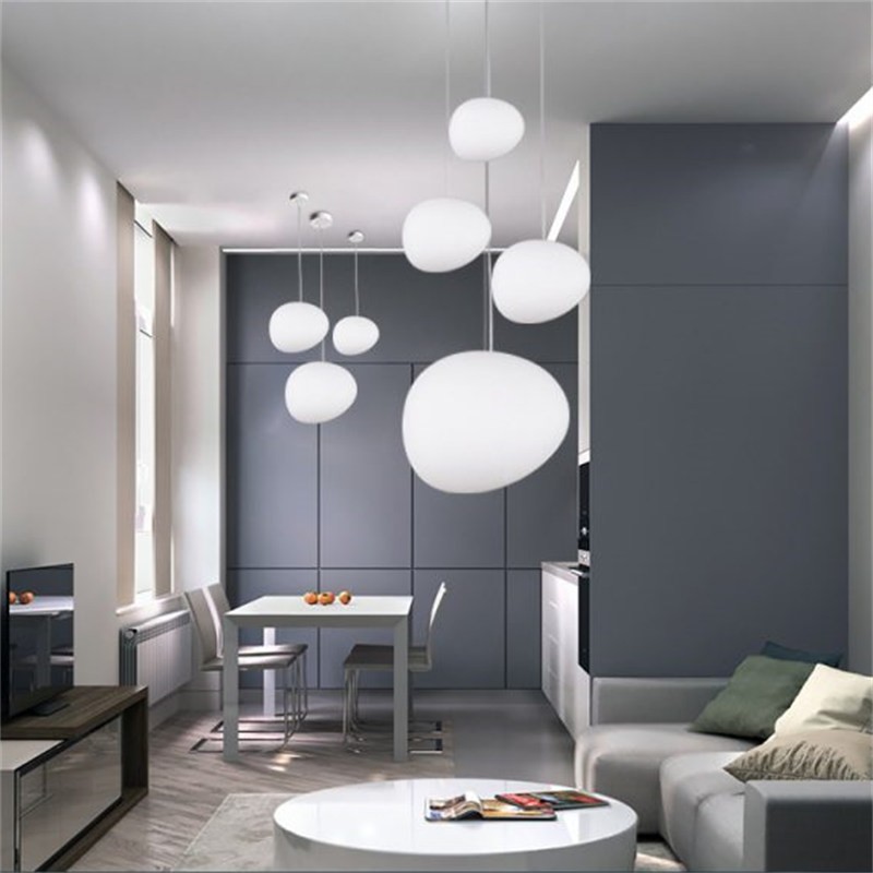 Pebble Orb Deco Milk Glass Pendant Light S161