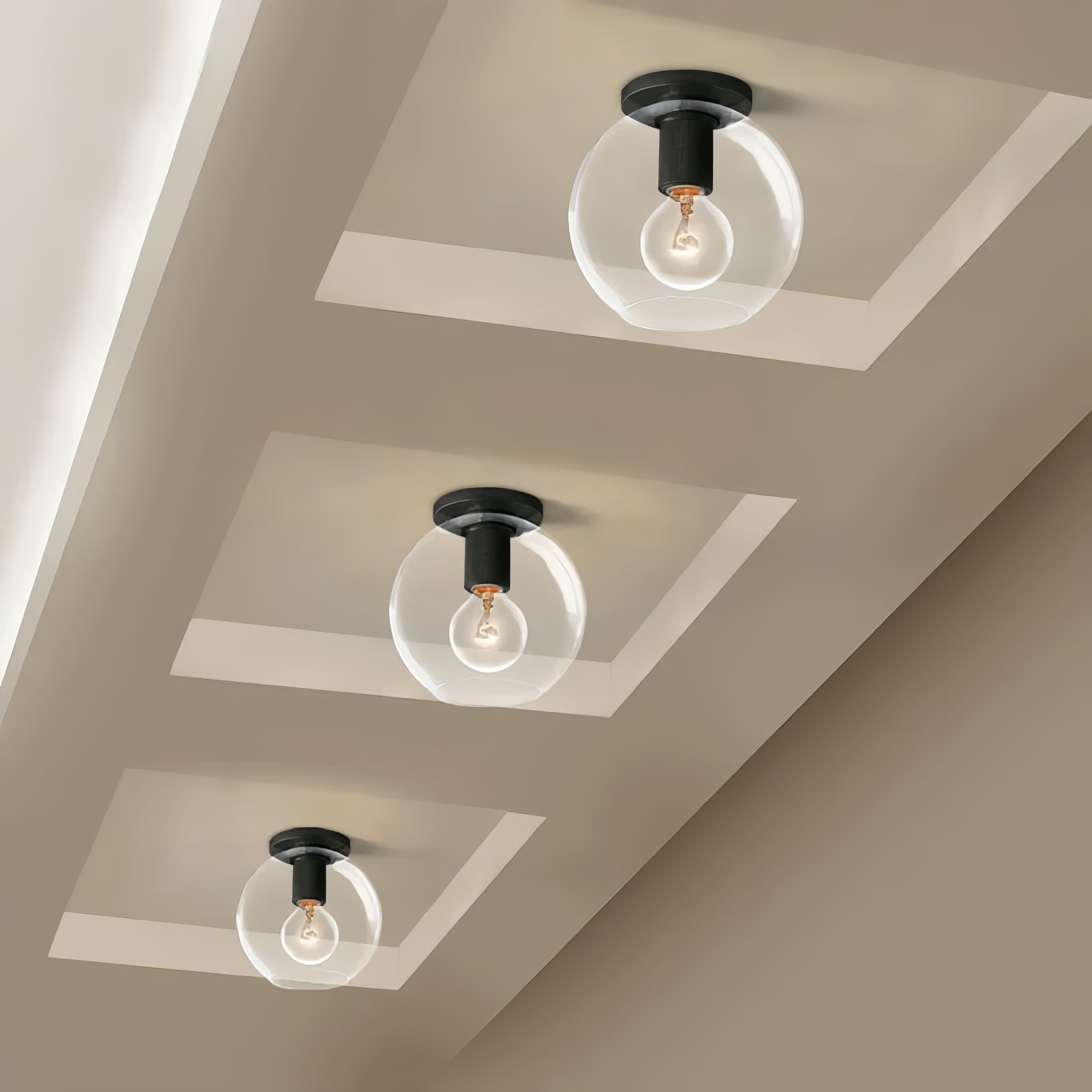 Versatile Flush Mount Light – Modern Glass & Open Bulb Design S232