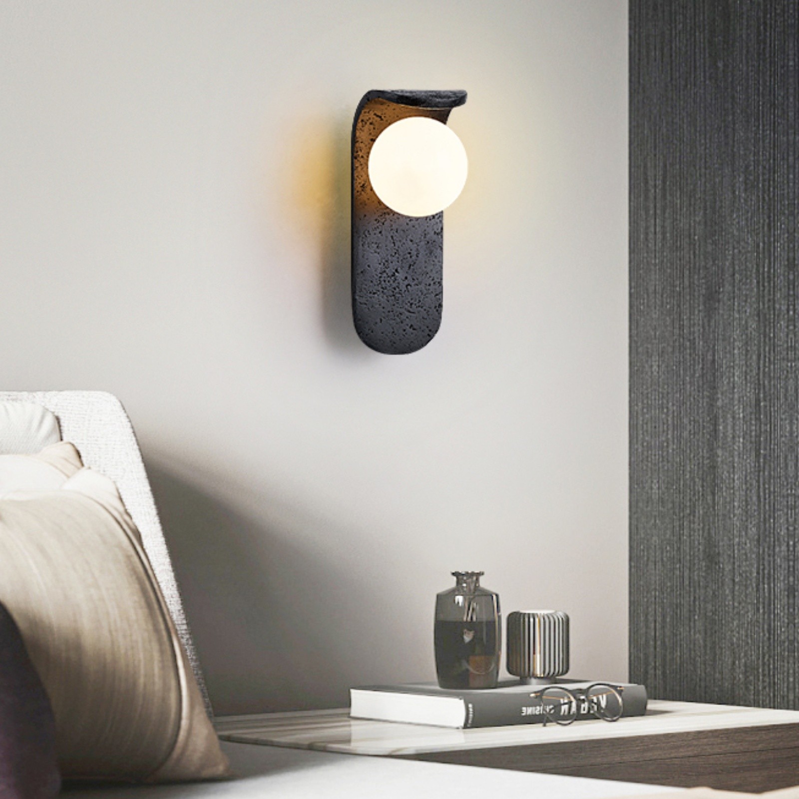 Travertine Wall Lamp - Skateboard-Inspired Modern Bedroom Light S326