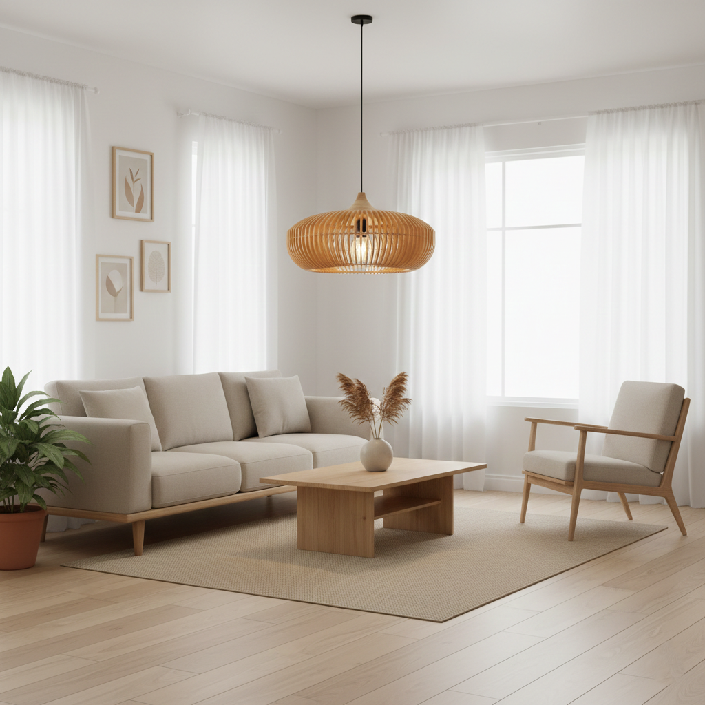 The Halo of Zen Japandi Wood Pendant Light T2061