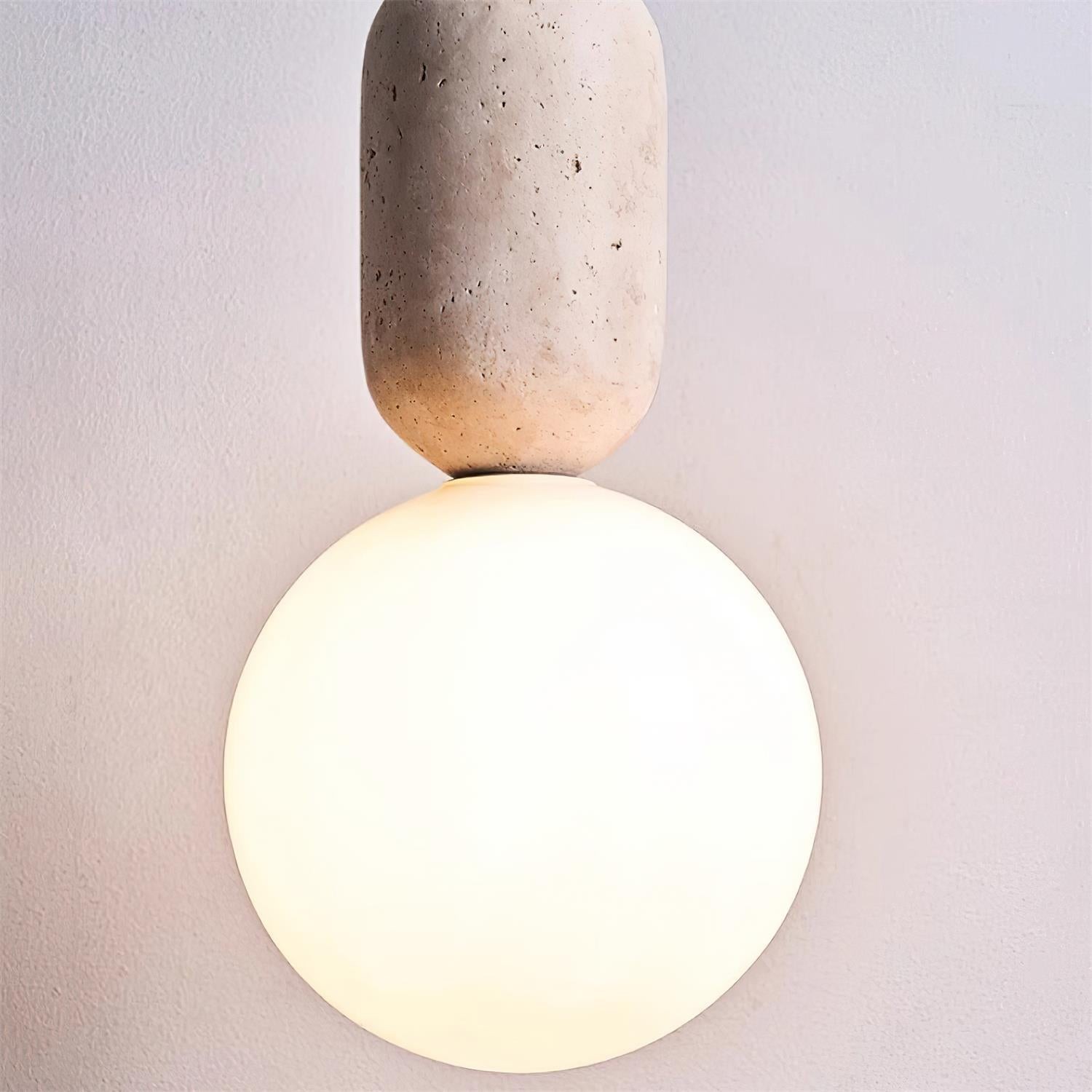 Wabi Sabi Travertine Glass Ball Pendant Light G17