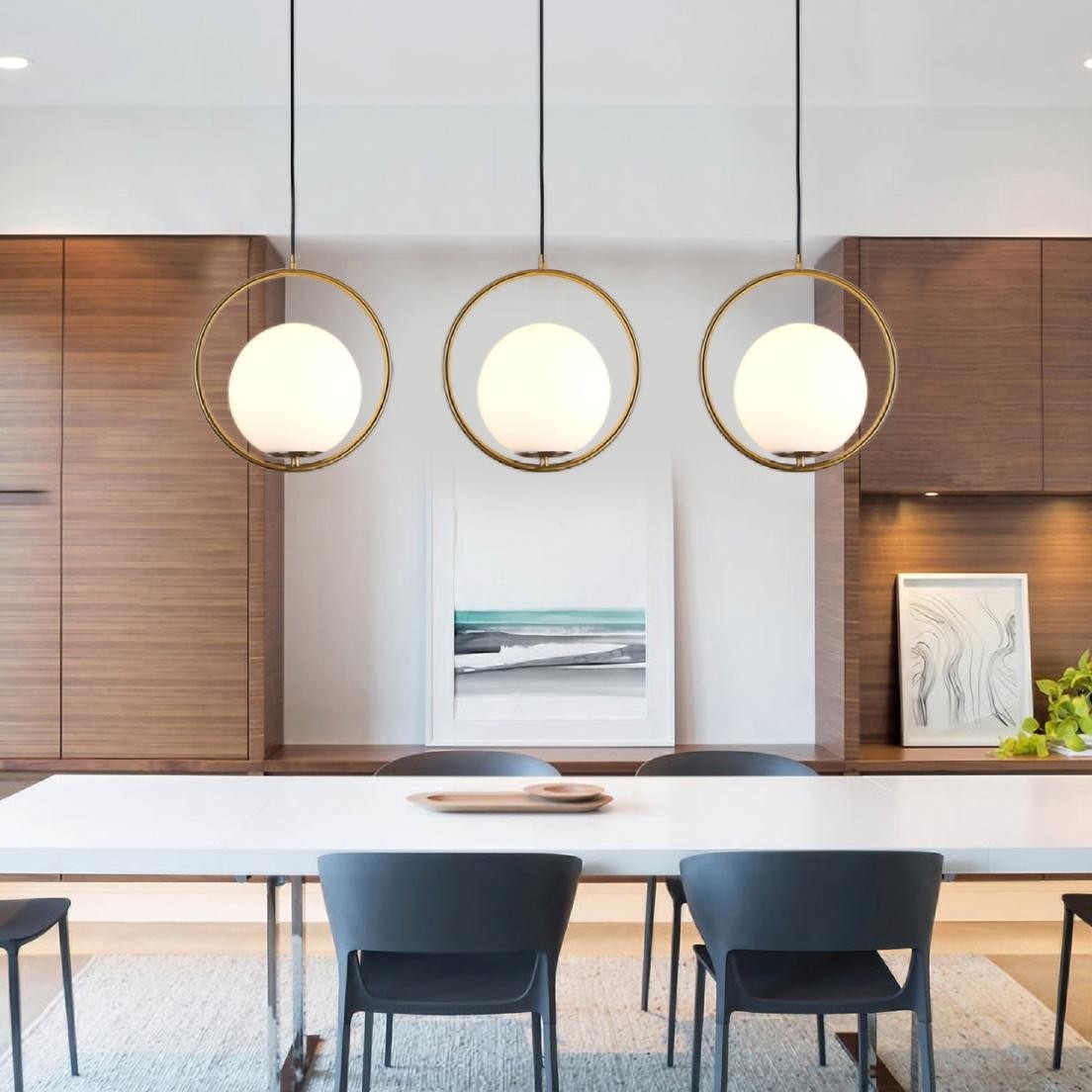Halozen Pendant Lamp - Elegant Metal and Glass Pendant for Living Room
