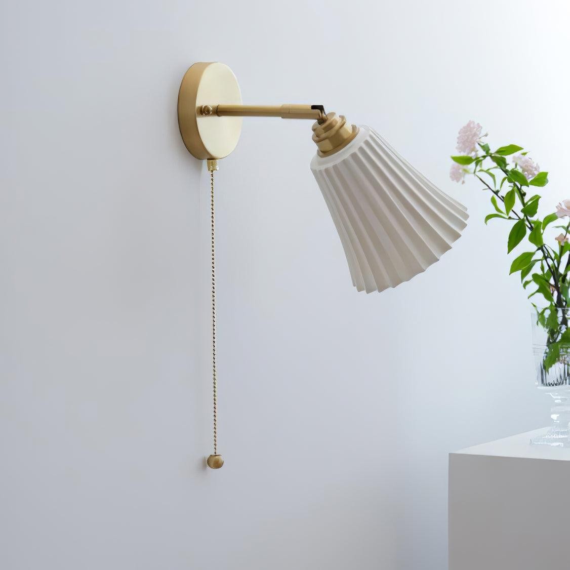 Modern Pull Cord Metal Ceramics Indoor Wall Lamp for Bedroom M401