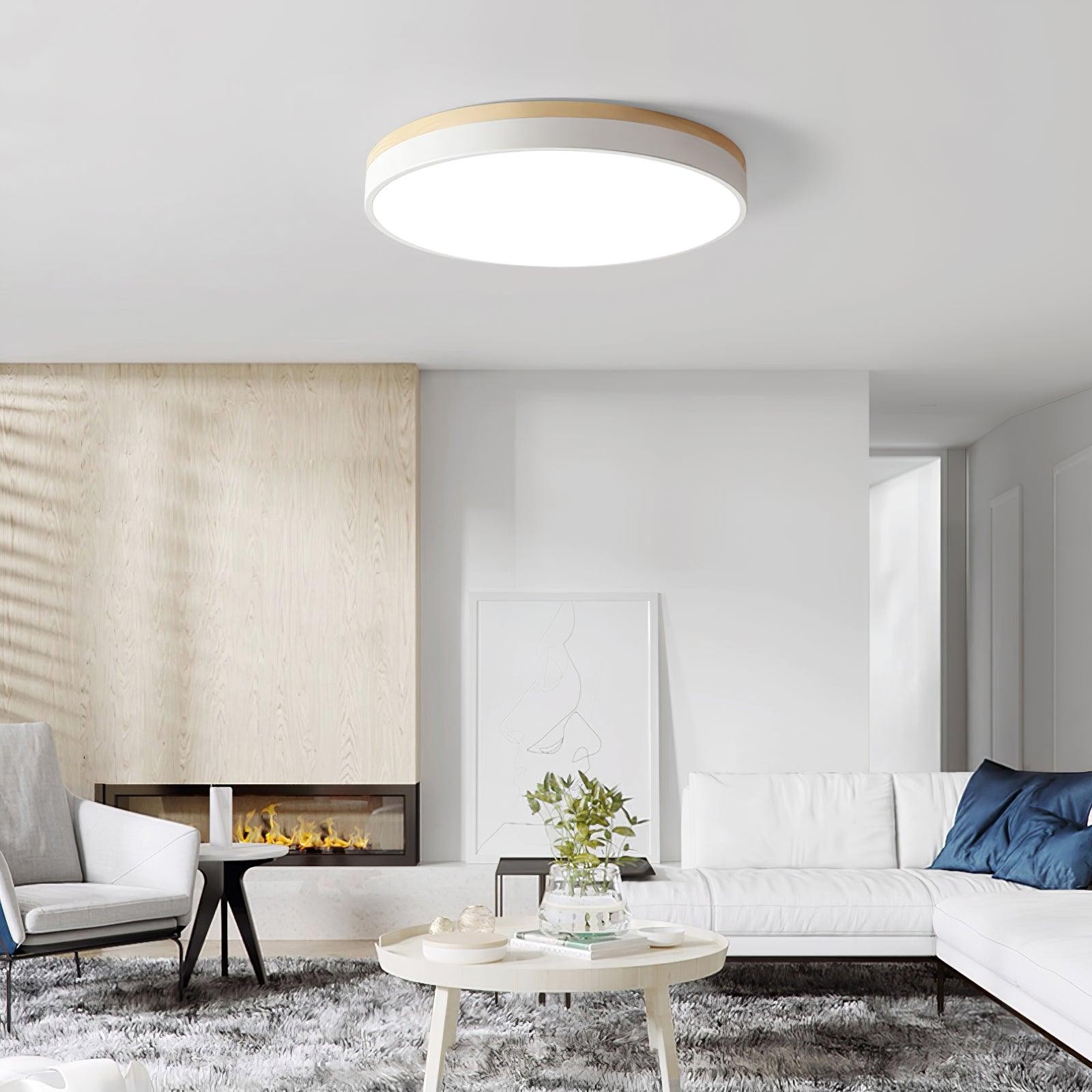 White Round Wooden Ceiling Lamp M197