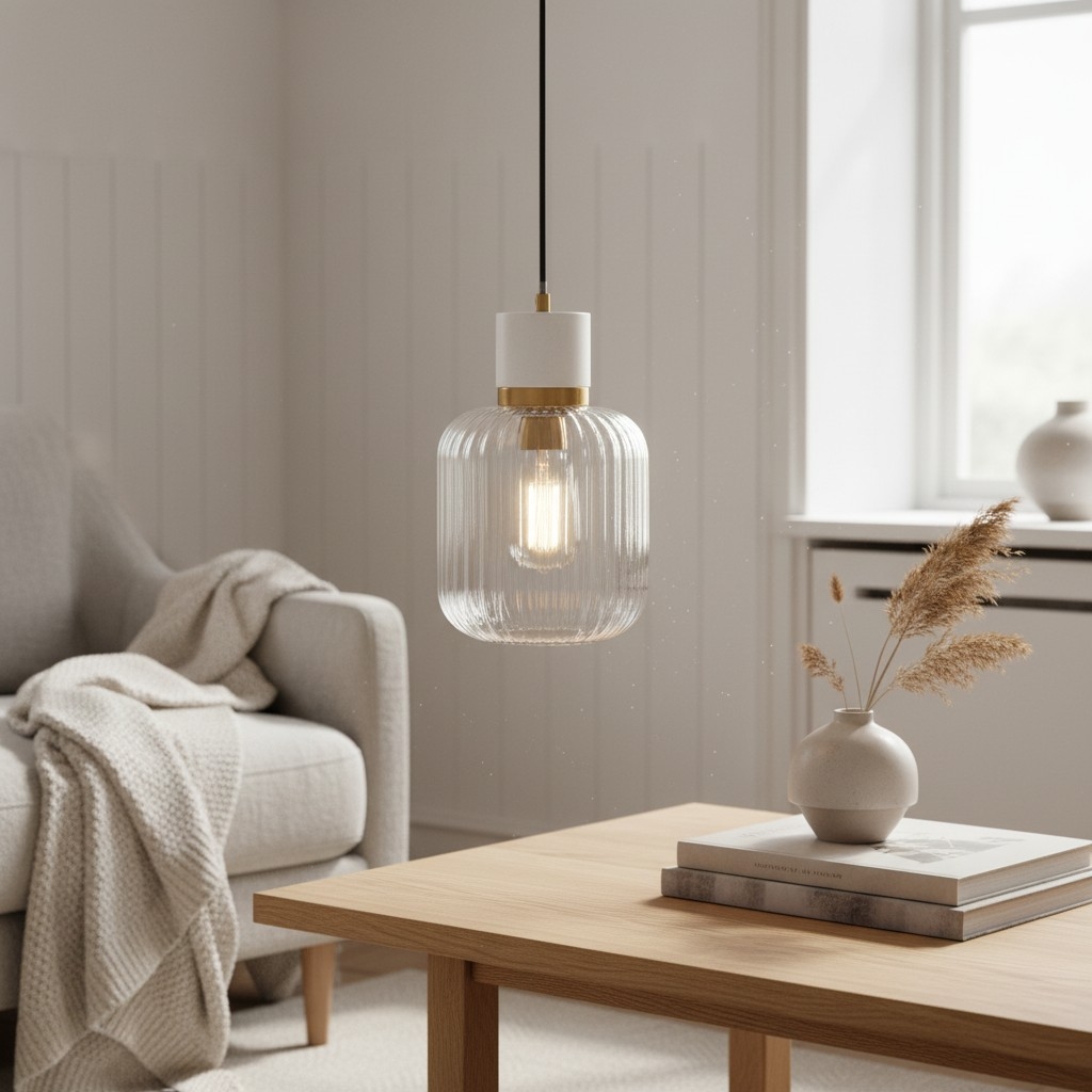 Korlisse Natural Stone and Glass Pendant Light - Stylish Lamp for Lounge or Living Room T929