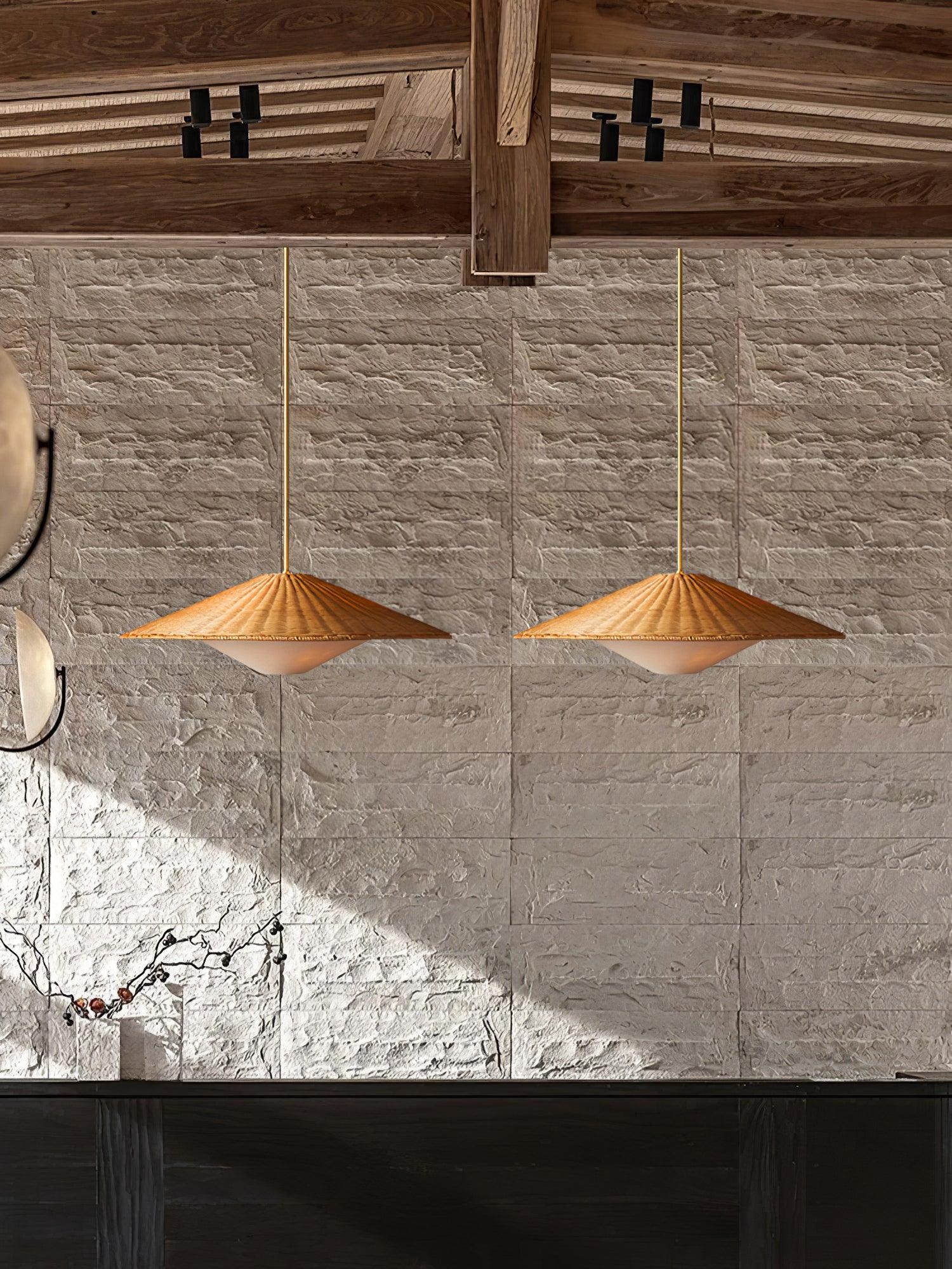 Rattan Hat Pendant Light Suitable For Living Room M513
