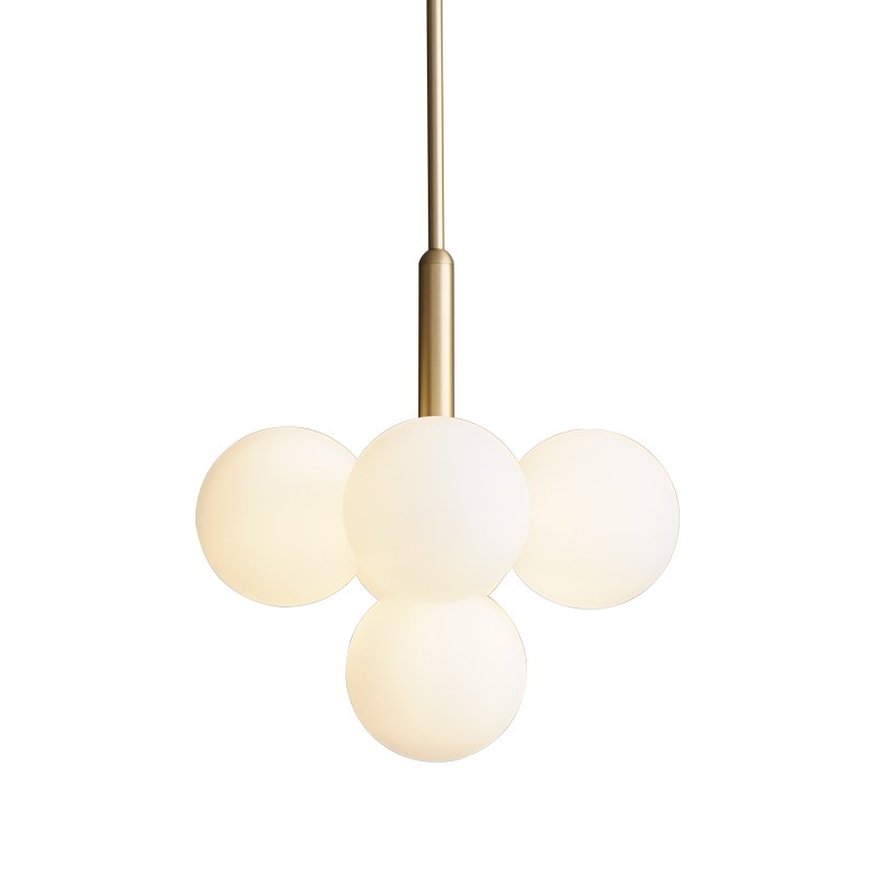 Opal Glass Bubble Cluster Grape Brass Chandelier for Dining Room