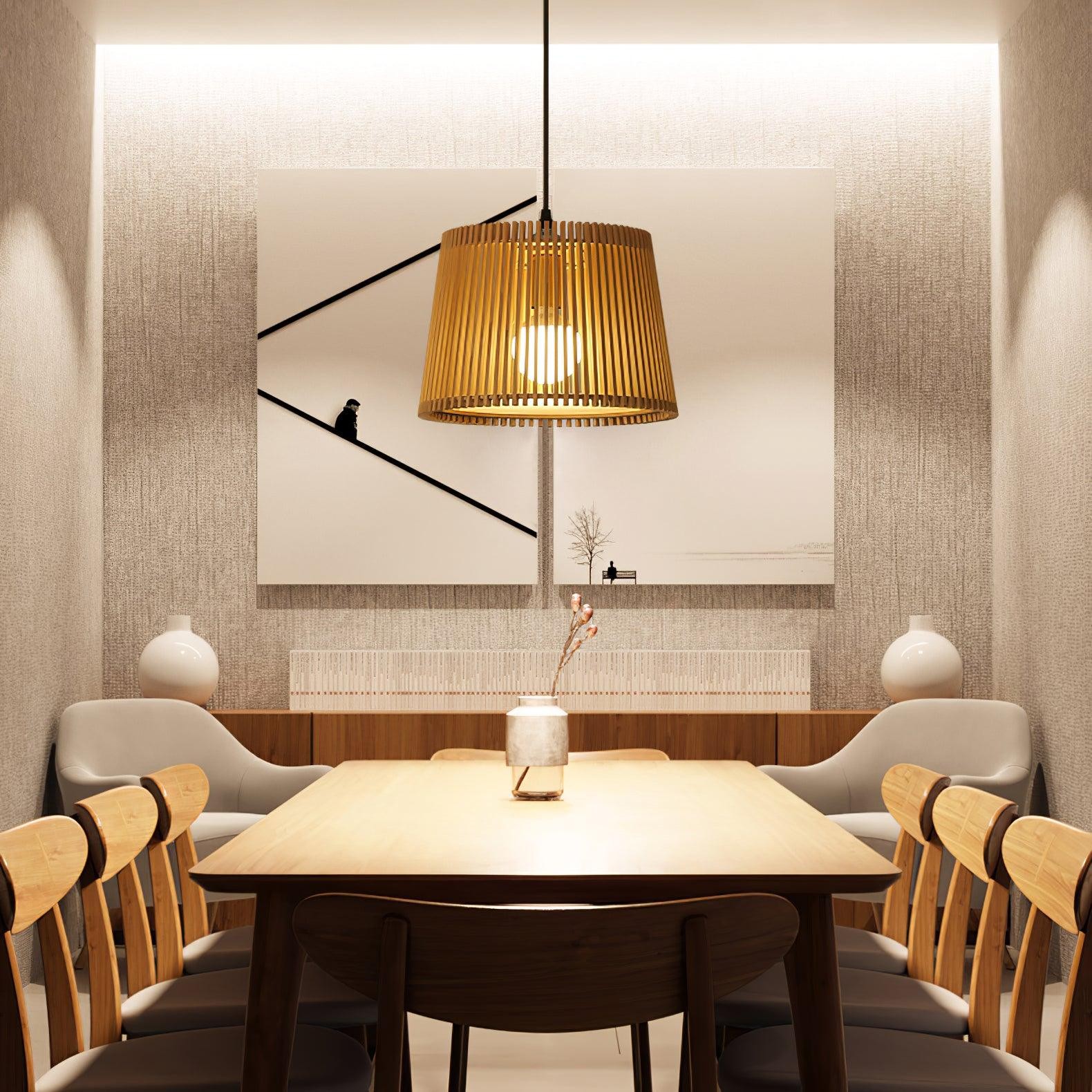 Wooden Log Color Cage Pendant Light M319