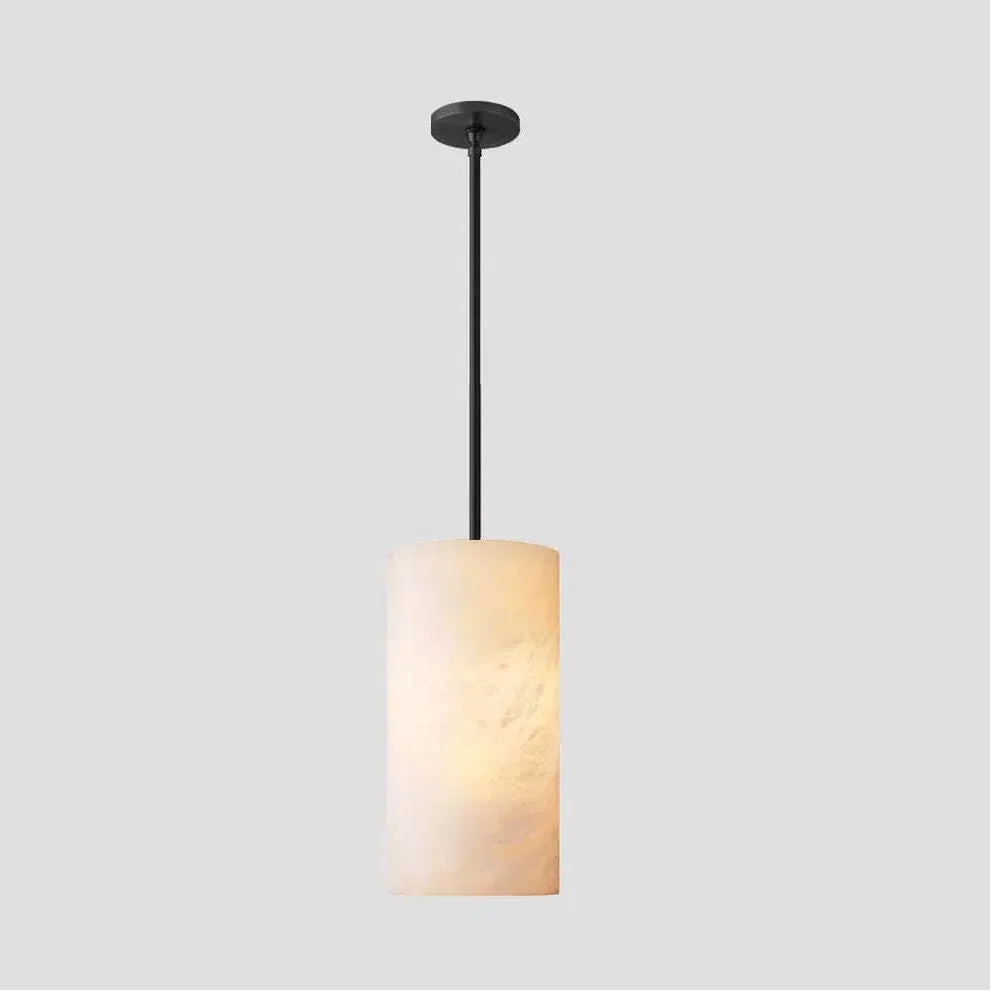 Hand Carved Alabaster Cylinder Pendant Light T115