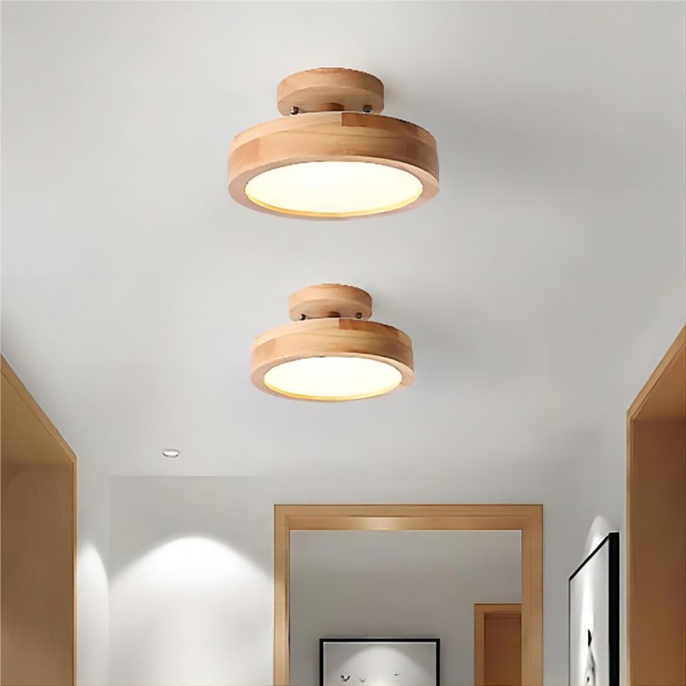 Nordic Macaroon Wooden Round Ceiling Lamp S90