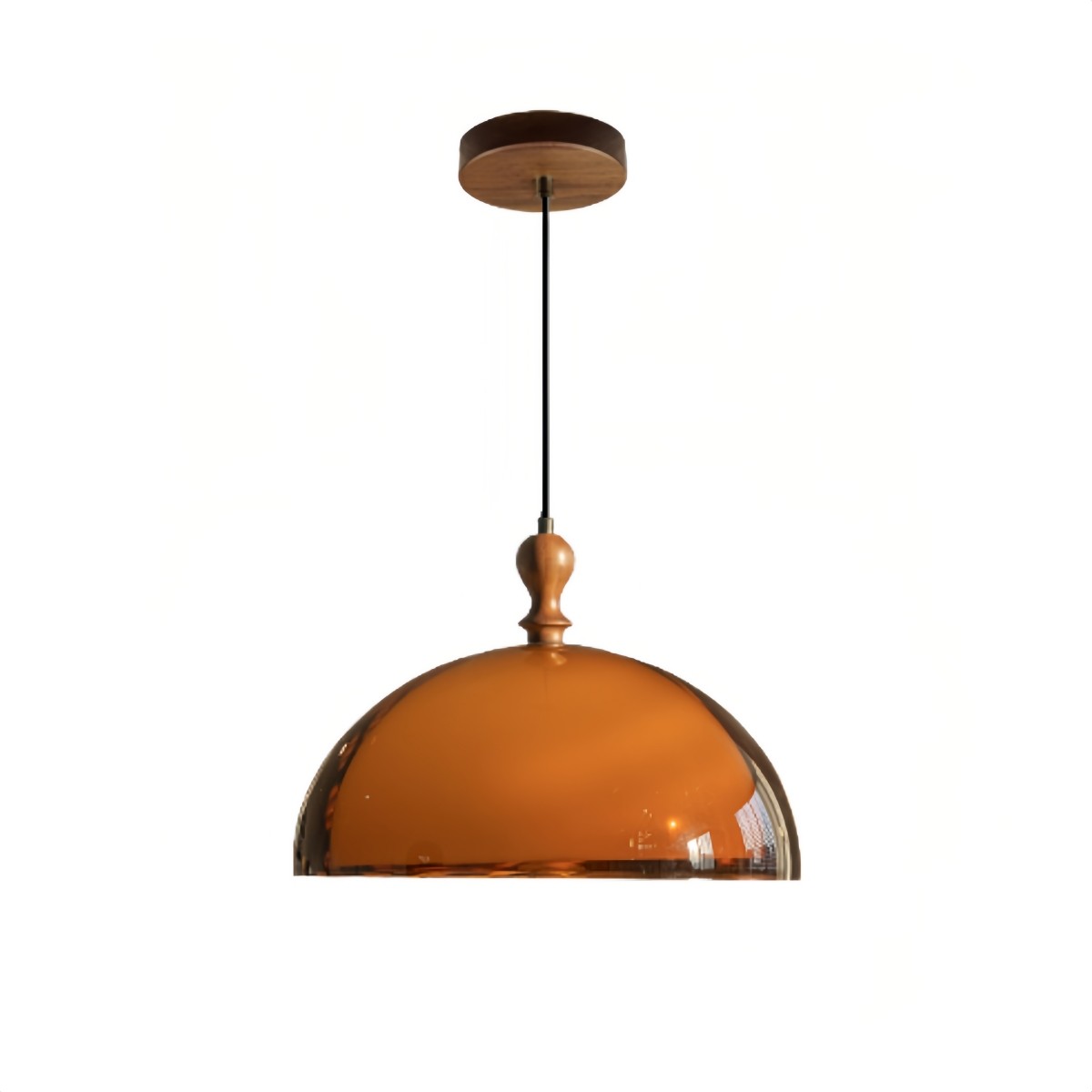 Vintage Sunset Pendant Lamp – Amber Acrylic & Walnut Finish S256