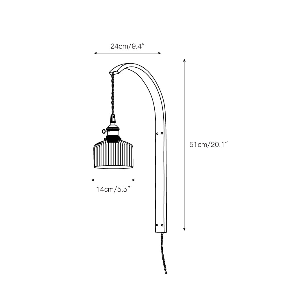 Curved Walnut Ceramic Plug-in Wall Light T1722