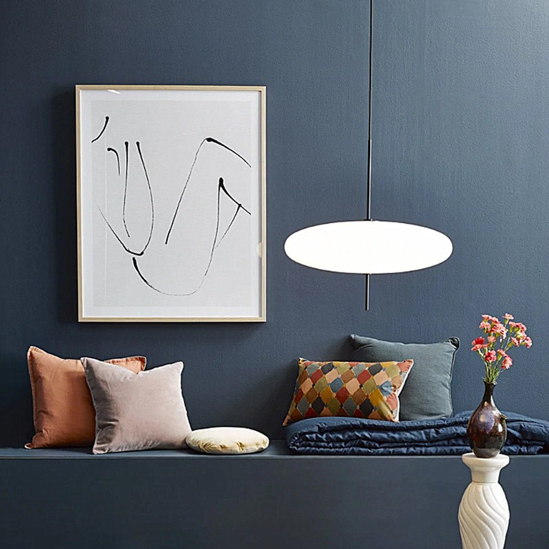 Modern Oval Pendant Light – Metal and Acrylic Pendant Lamp for Living Room