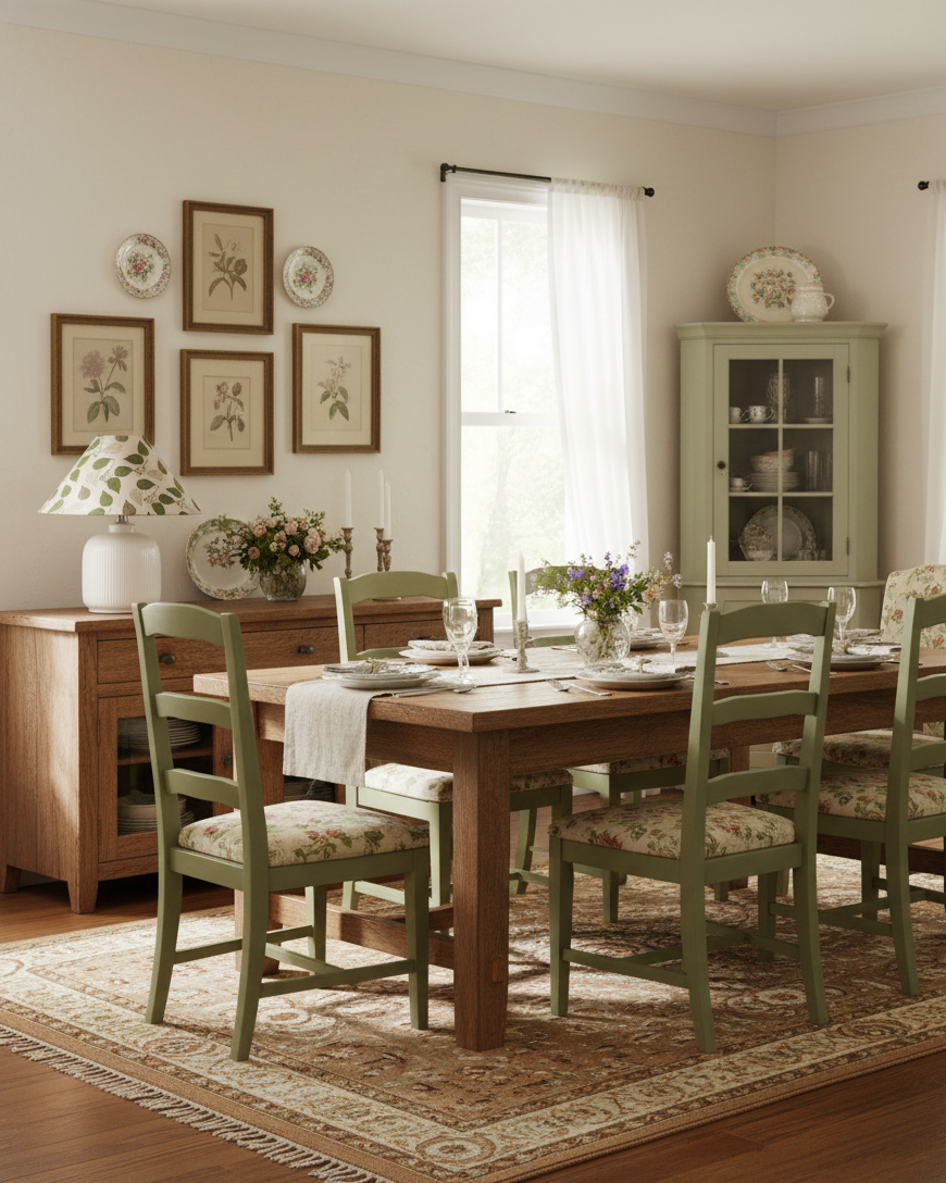 Evergreen Floral Table Lamp T1551