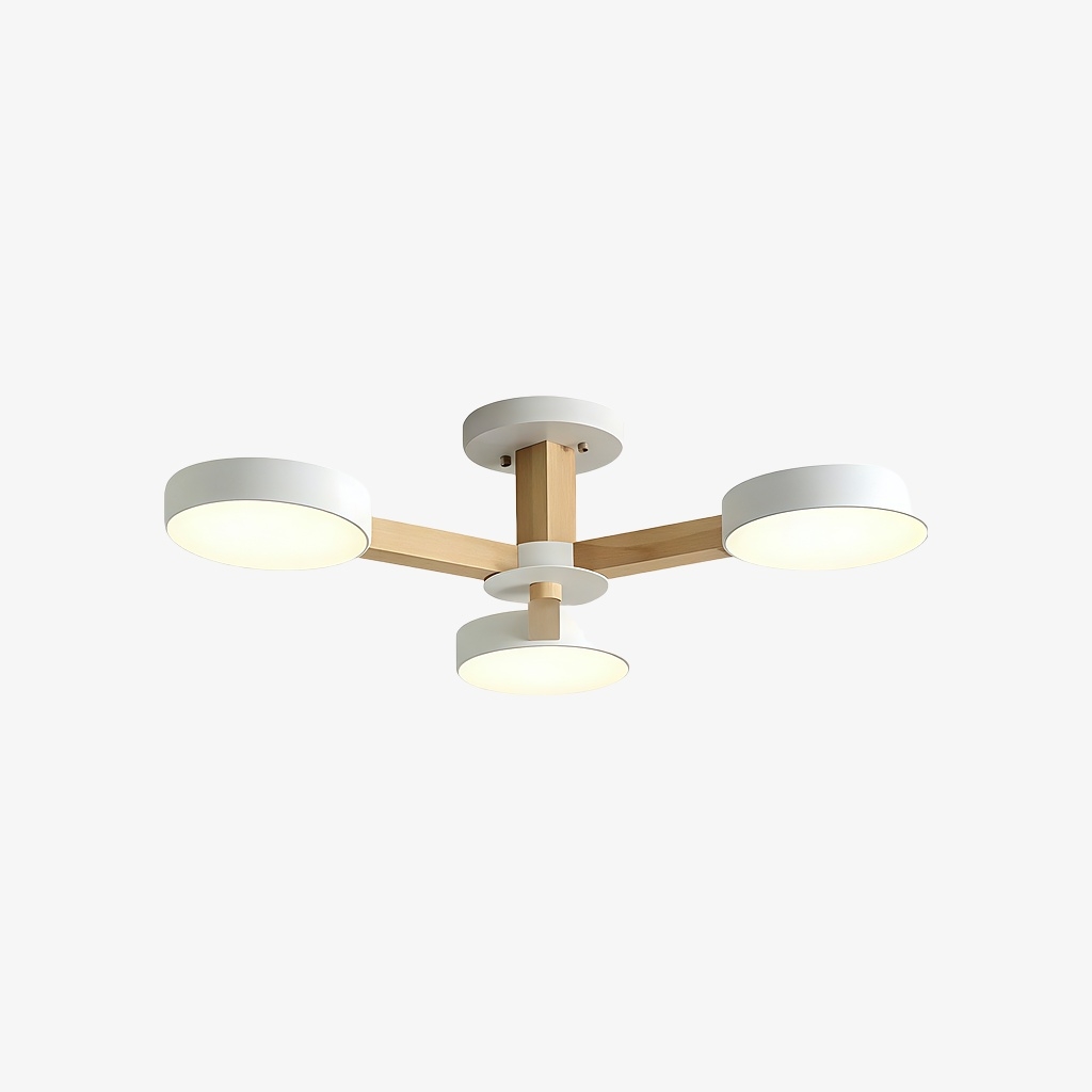Elegant Wood Branch Ceiling Lamp - LED Disc Chandelier for Living Room or Bedroom S388