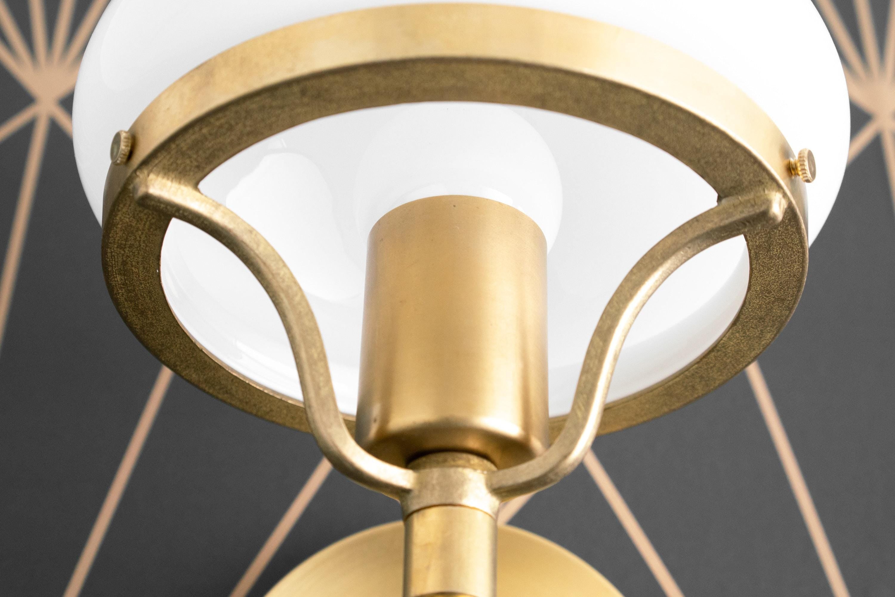 Ornato Luxe Modern Art Deco Wall Light - Opal Glass Globe Sconce - Brass or Black T350