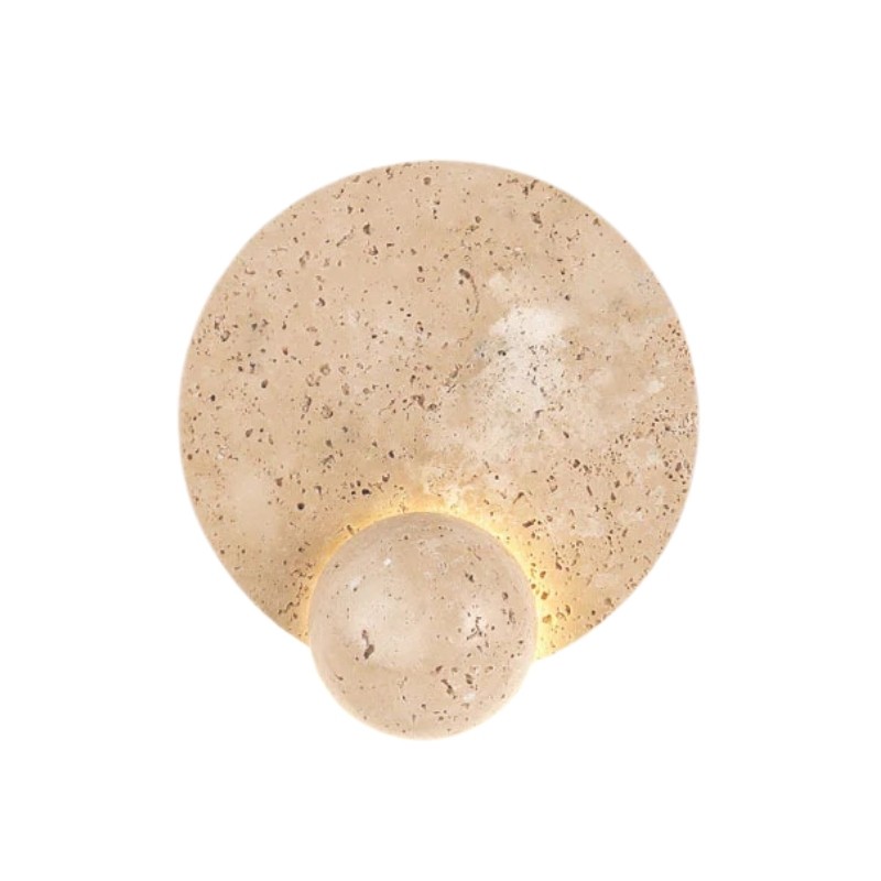 Scandinavian Travertine Round Orb Wall Lamp - Integrated LED & Warm Light S317