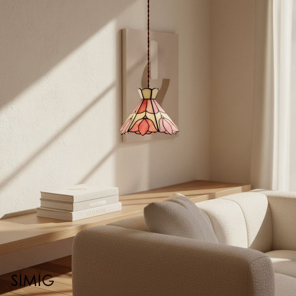 Sevra Tiffany Artistic Stained Glass Pendant – Vintage Accent for Kitchen T564
