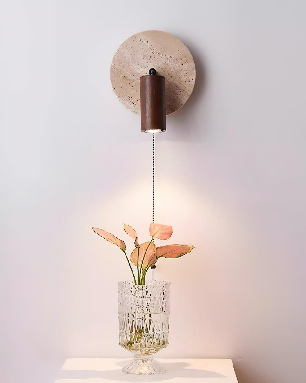 Travertine Round Wall Lamp - Vintage Style for Bedroom M257