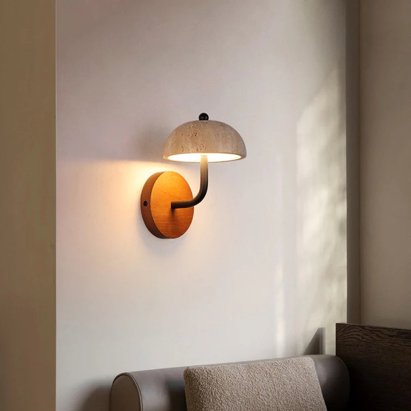 Travertine Umbrella Wall Lamp - Vintage Design with Integrated LED S314