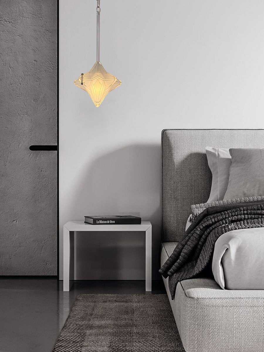 Art Deco Astris Elara Star Pendant Light - Frosted Glass Pendant with Geometric Style T434