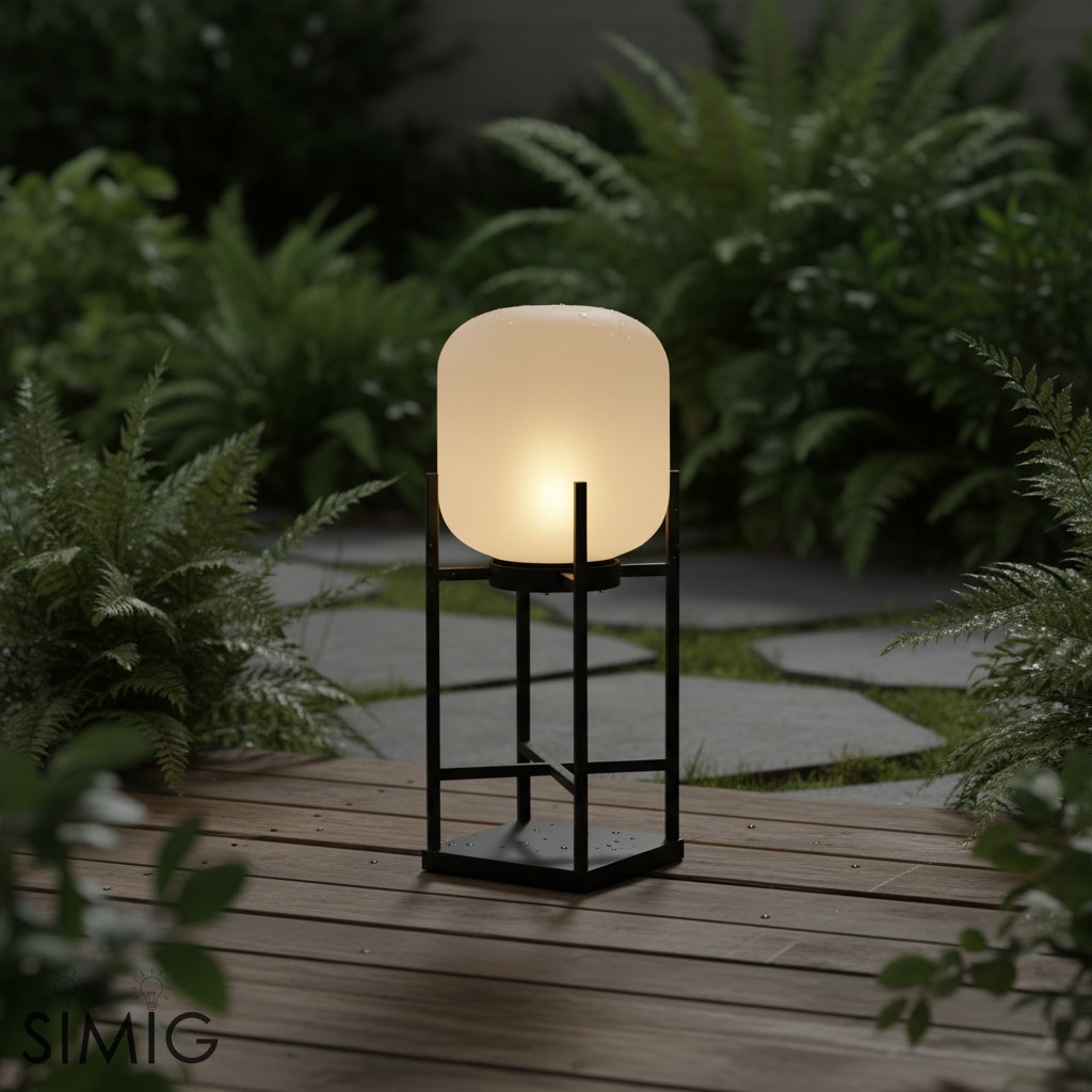 Minimalist Lantern Floor Light – Glass Shade for Outdoor Spaces