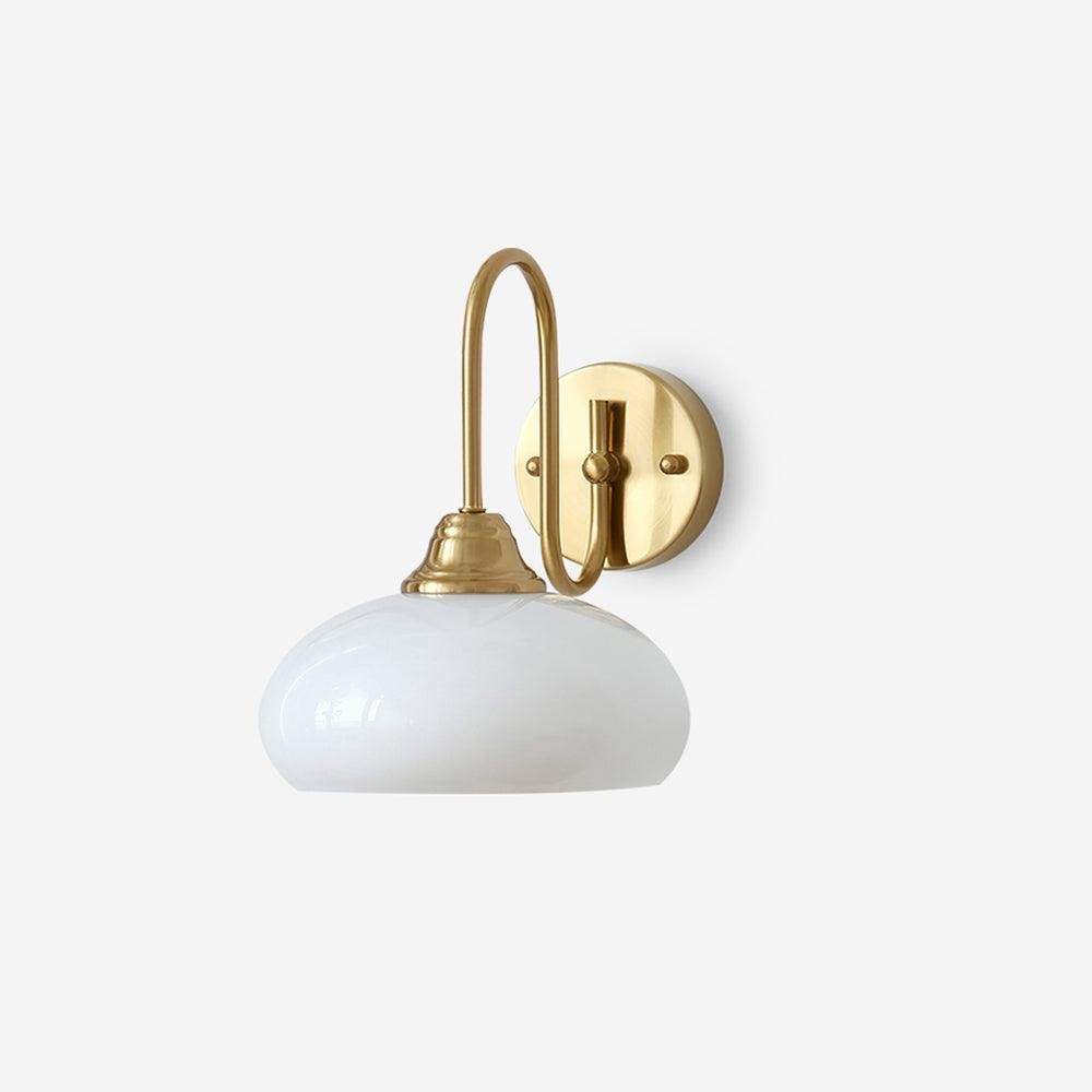 Bauhaus Wind Cream Glass Shade Metal Curved Pole Wall Sconce G45