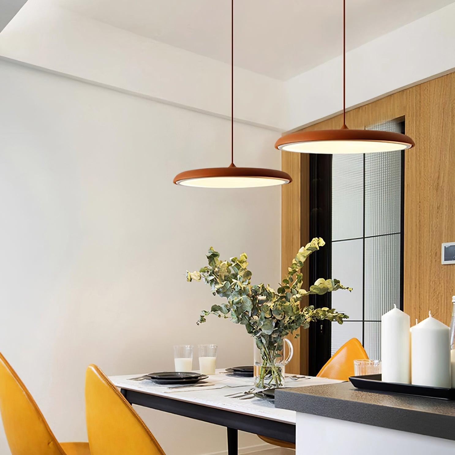 Modern Metal Saucer Pendant Light – Slim Design with LED Lighting M45