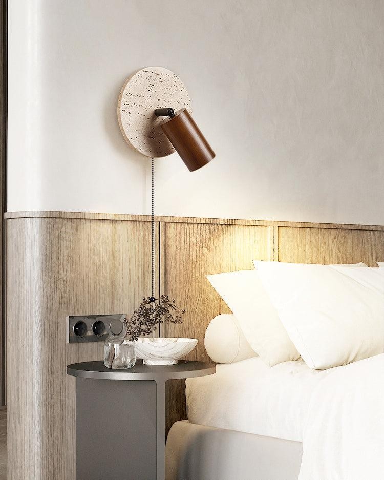 Travertine Round Wall Lamp - Vintage Style for Bedroom M257