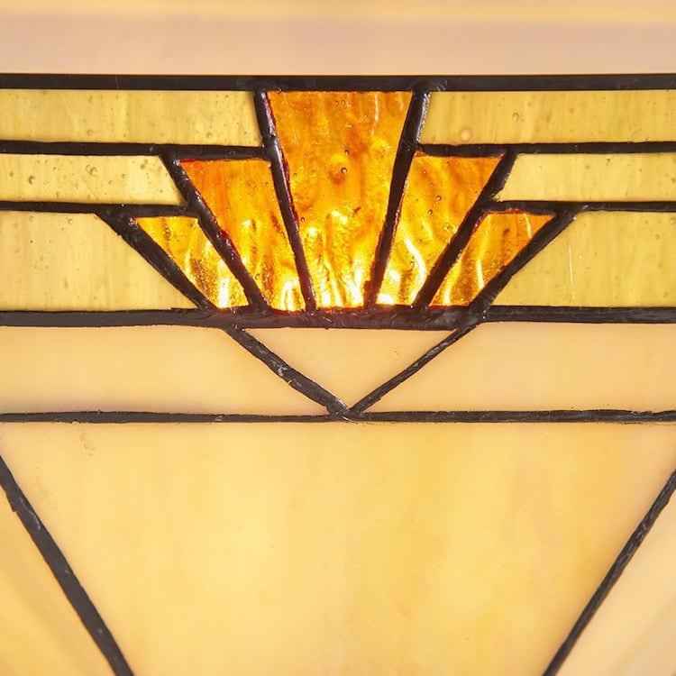 TF Nevada Ziggurat Wall Light - Art Deco Stained-Glass Sconce for Hallways & Living Rooms T1036