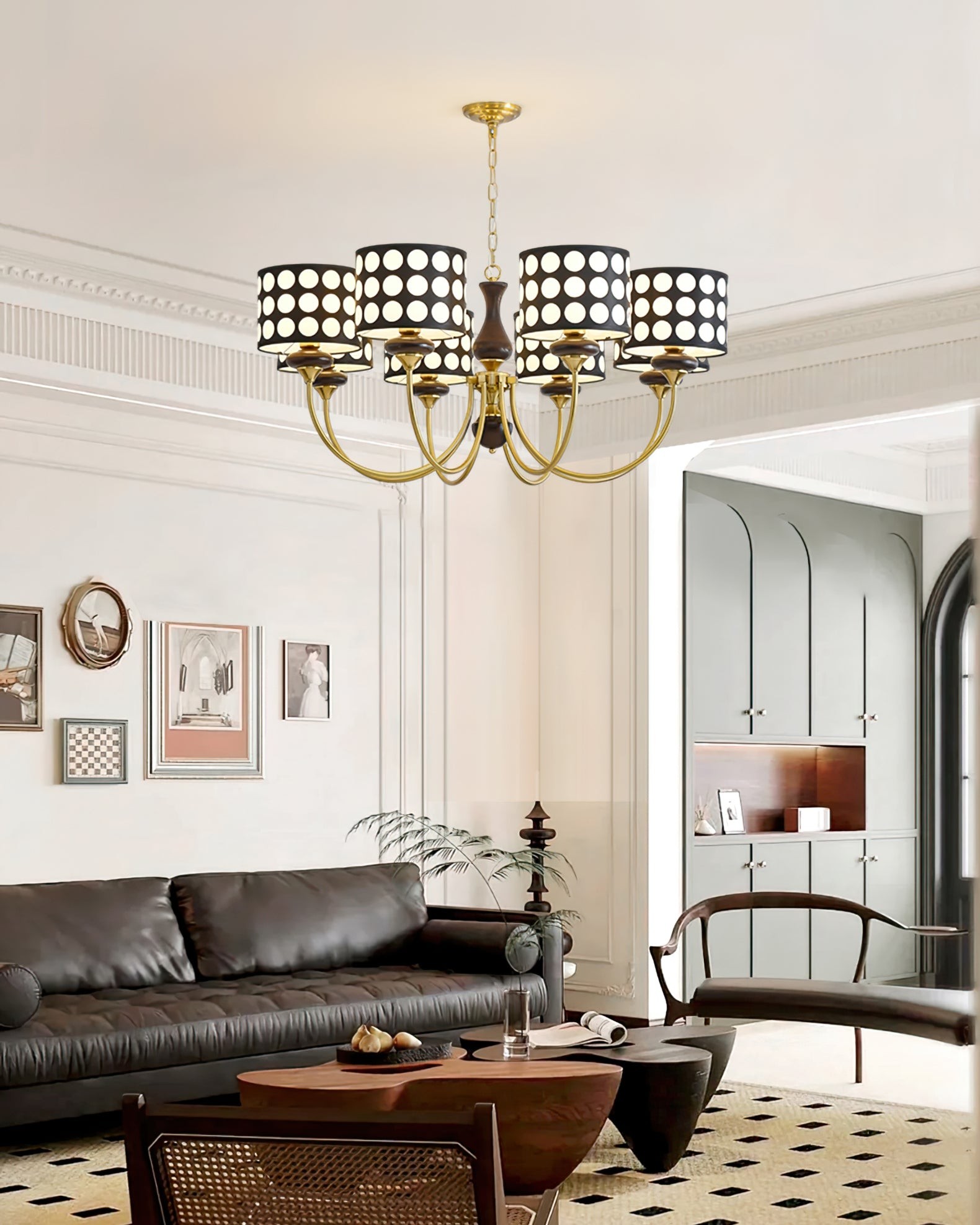 Geometry Black Polka Dots Fabric Chandelier S364