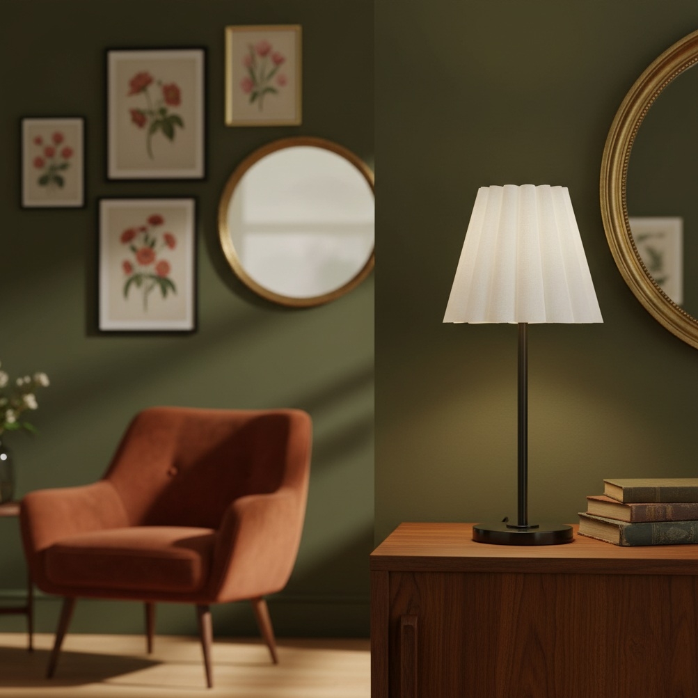 Ruffmeto Transitional Slim Table Lamp - Sculptural Shade Lighting for Living Room or Bedroom T672