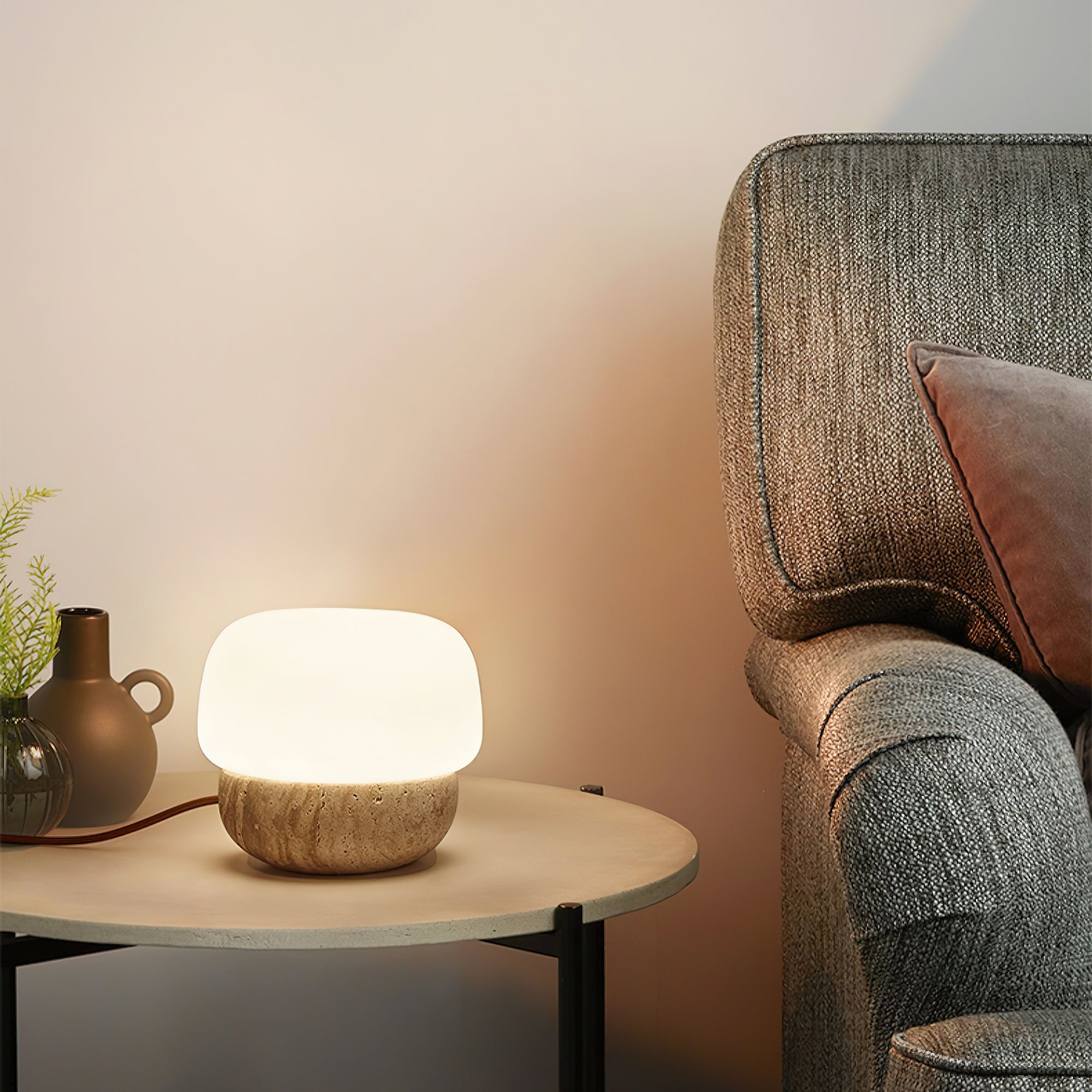 Nordic Style Round Travertine Table Lamp M558