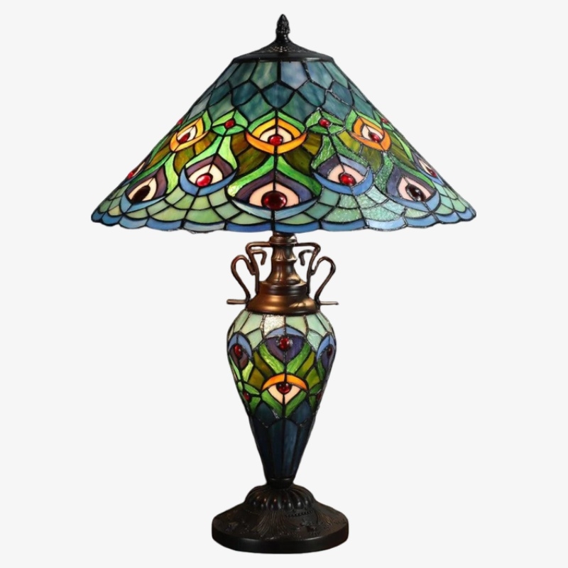TF Oldbury Desk Lamp - Handcrafted Stained Glass Lamp for Bedroom Reading T982