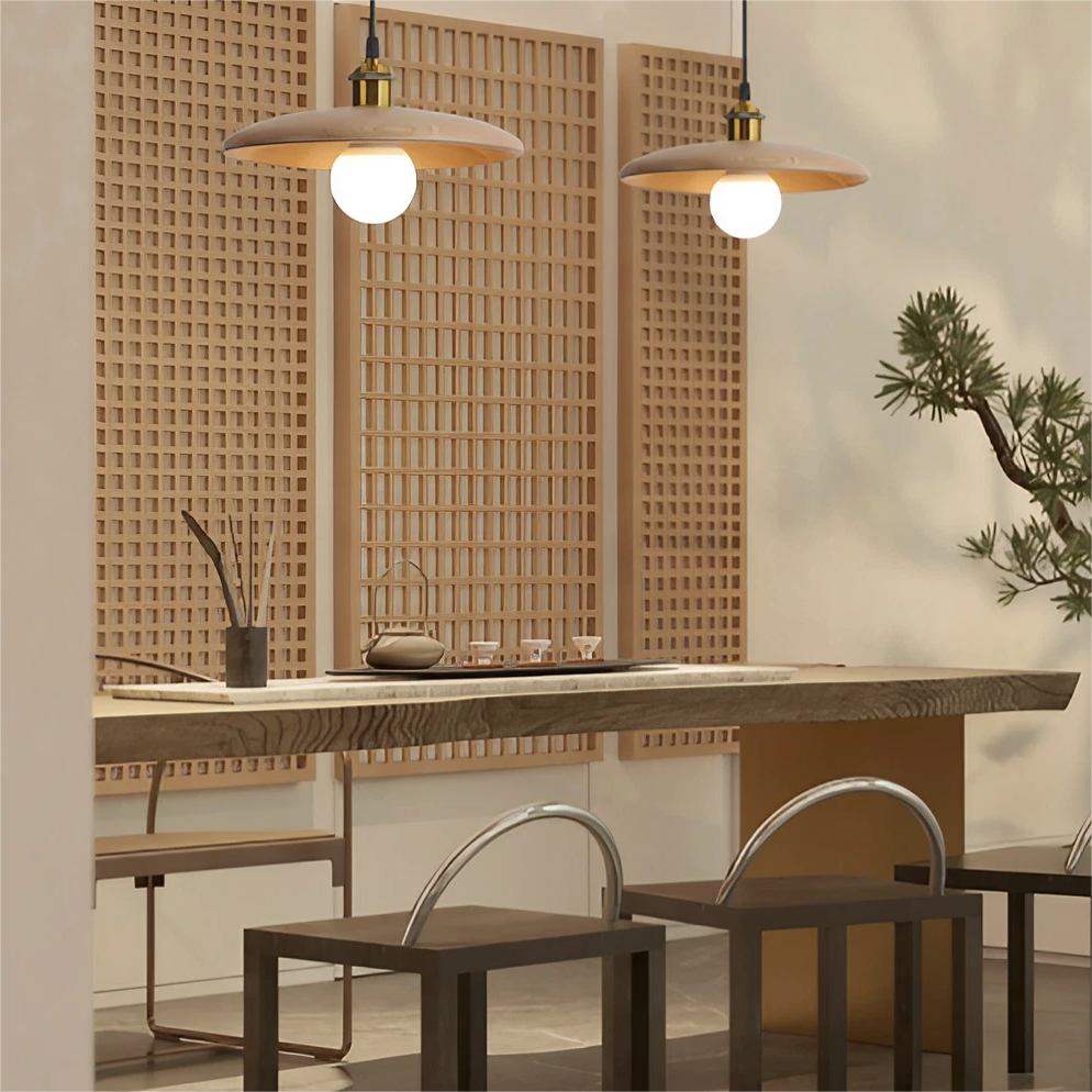 Japanese Wabi-Sabi Wooden Pendant Light S06