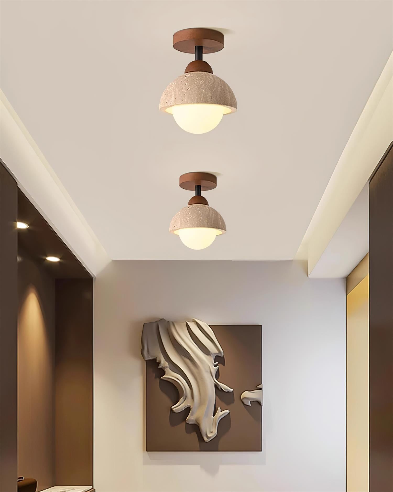 Minimalist Travertine Flush Mount - Mediterranean Style for Entryway M164