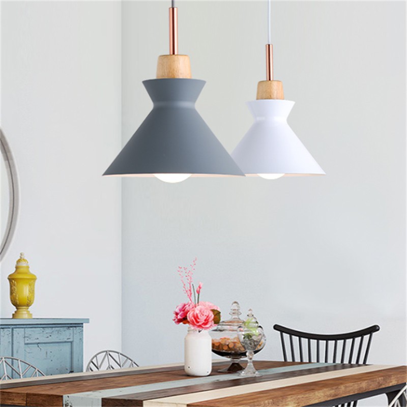 MULTI Scandinavian Metal Wood Macaroon Pendant Light for Bedroom S32