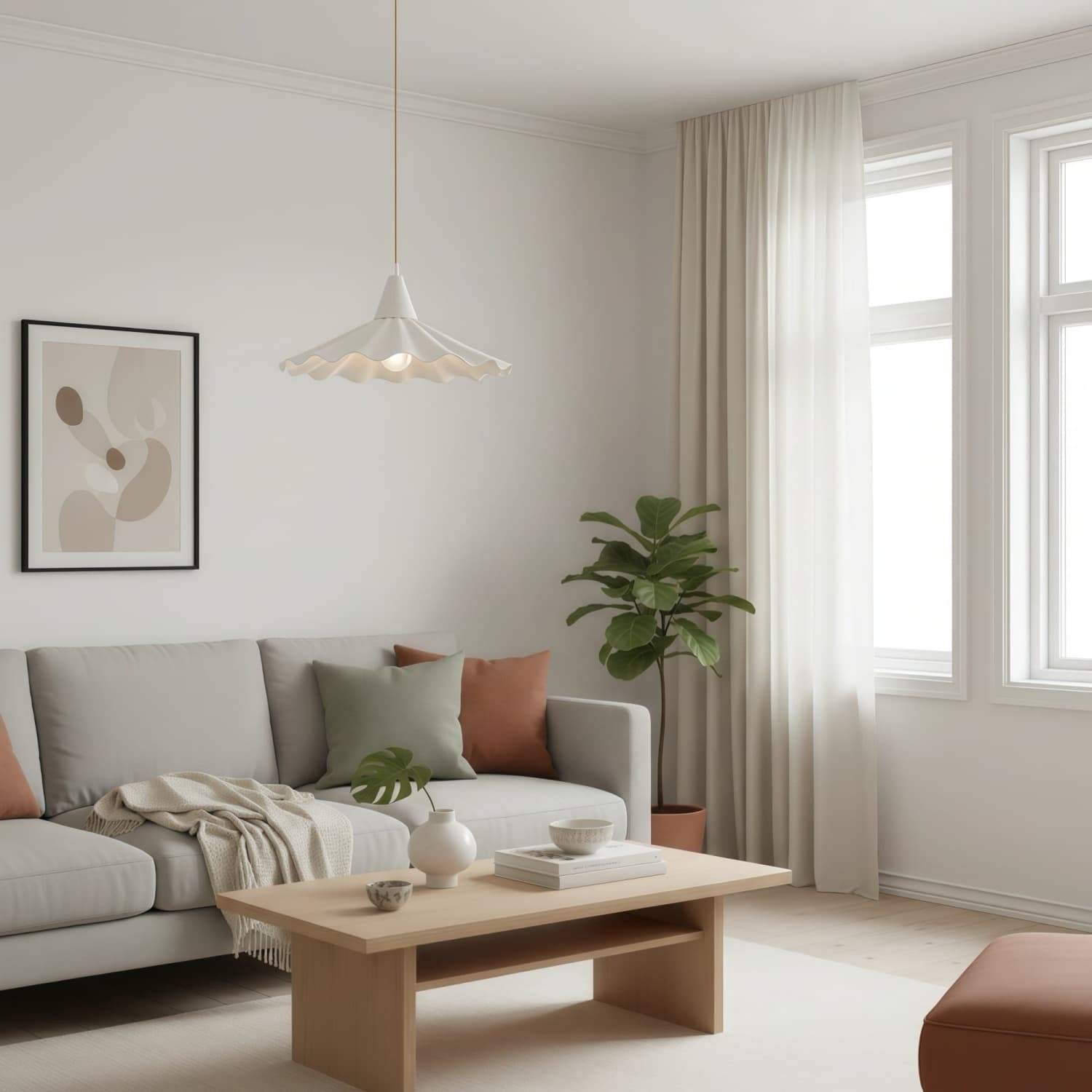 Arluneva Artistic Wave Pendant Lamp - Modern Handcrafted Ceramic Light for Living Room T1156