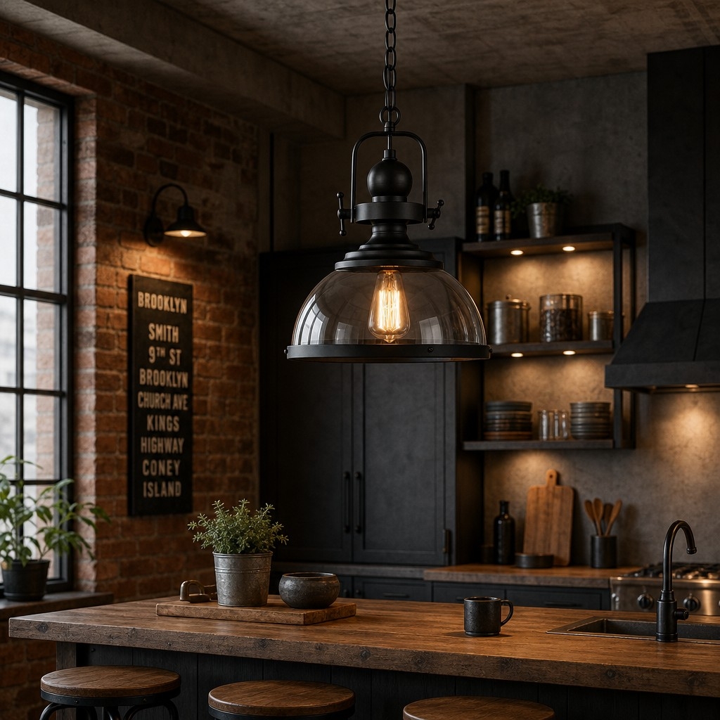 Ivoran Industrial Metal Smoky Glass Pendant Lamp - Suitable for Kitchen Island T2245