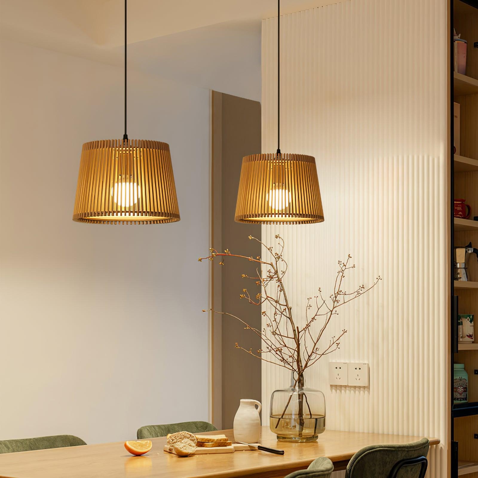 Wooden Log Color Cage Pendant Light M319
