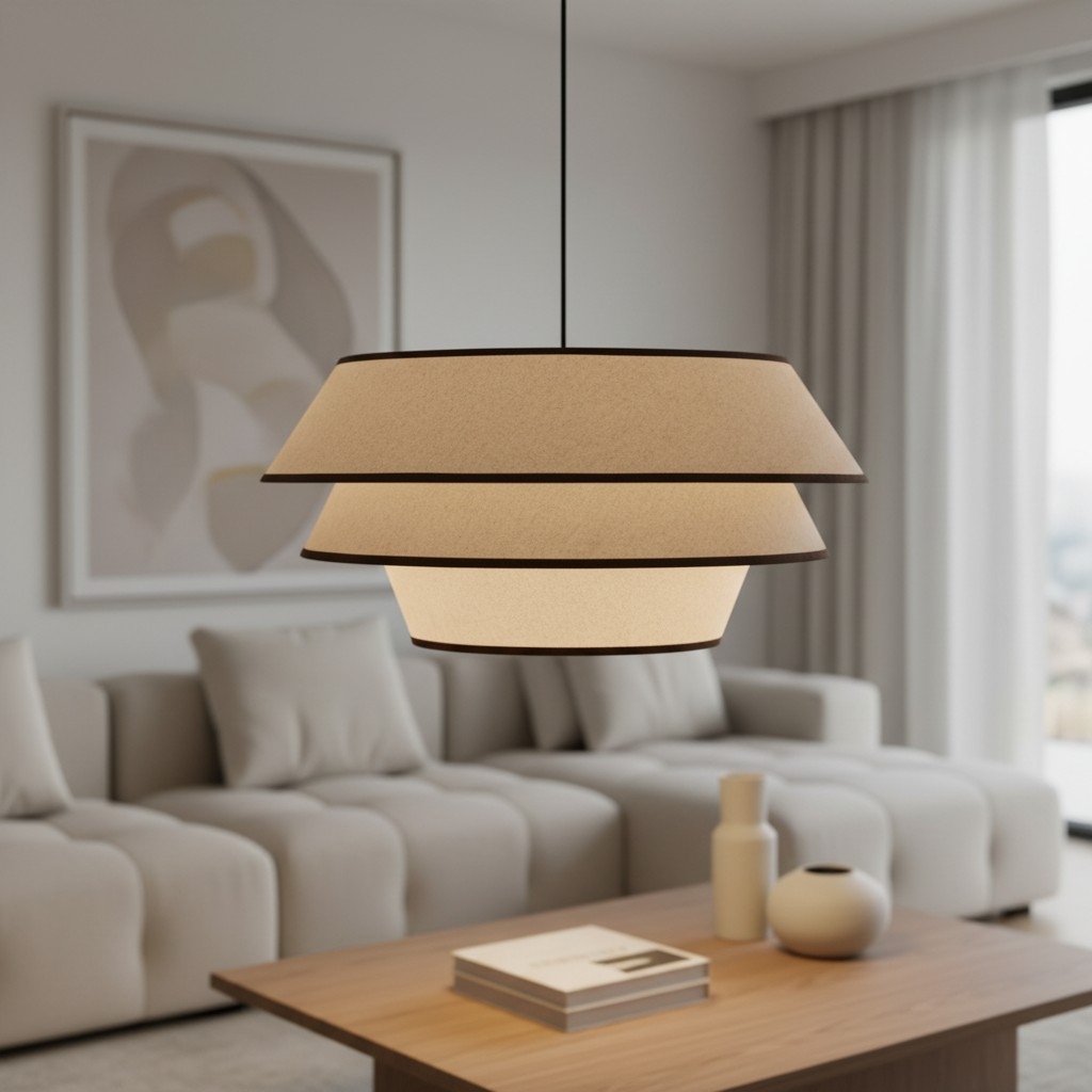 Tarivon Steel Frame Pendant with Fabric Shade - Modern Hanging Lamp for Dining Rooms T696