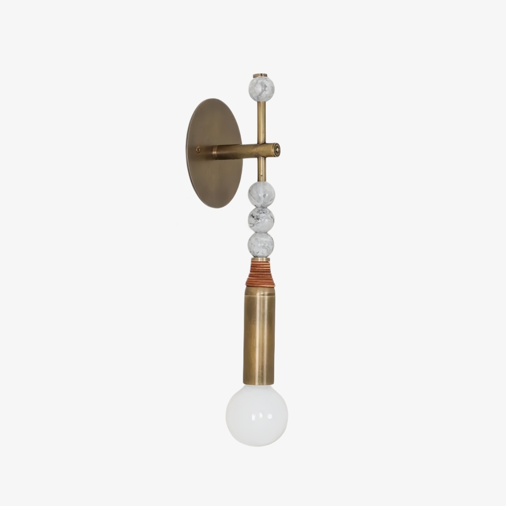 Dotmelle Contemporary Wall Lamp - Artistic Marble and Brass Wall Sconce for Bedroom or Entryway T1215