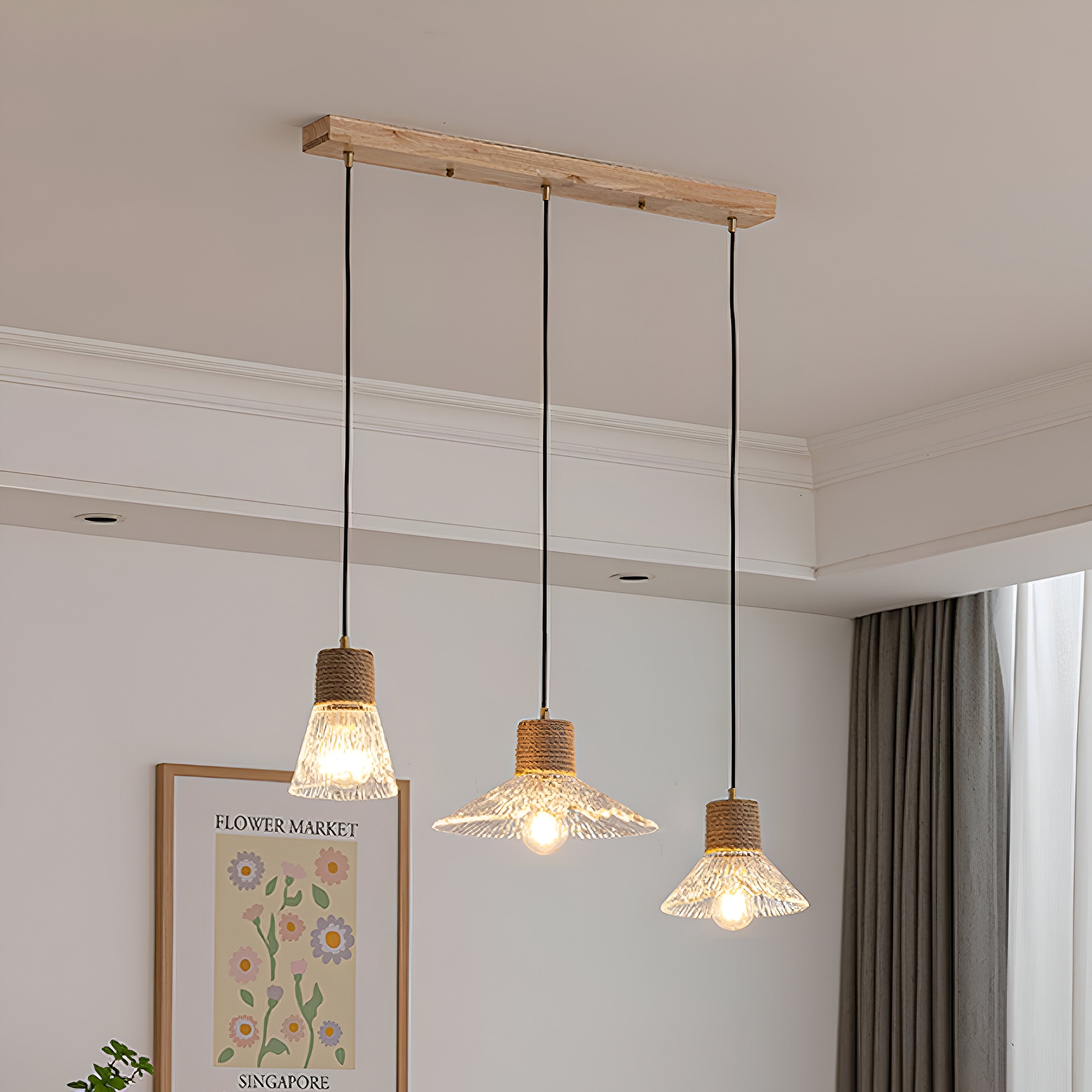 Nordic Hemp Rope Glass Pendant Light T2162
