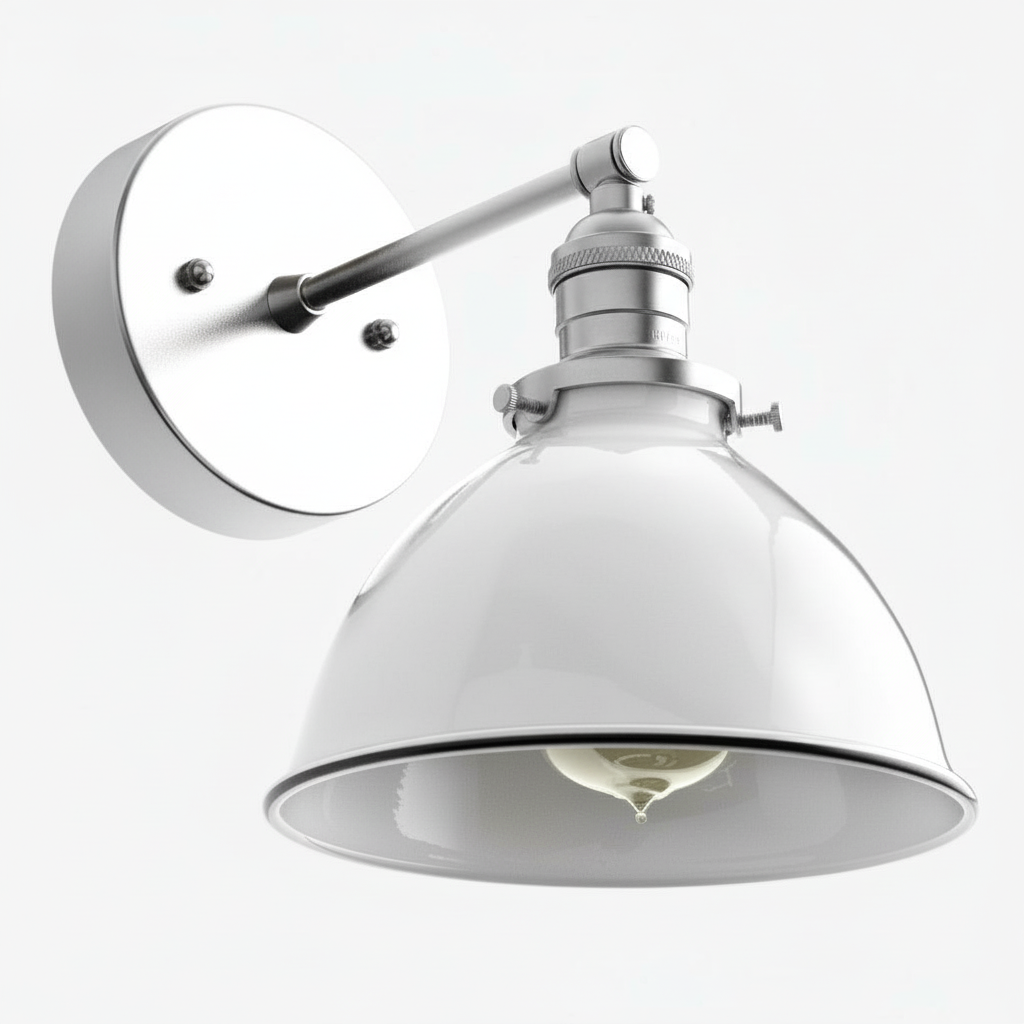 Conique Metal  Wall Sconce - White Metal Shade - Industrial Modern Lighting T307