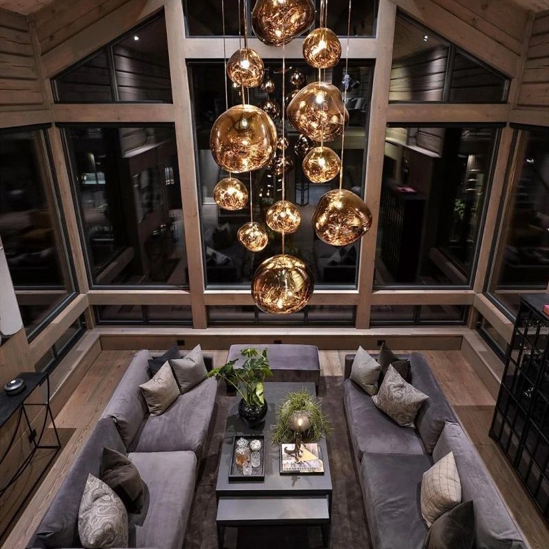 Glass Dynamic Pendant Light - Artistic Metallic Glow Pendant for Dining Area S54