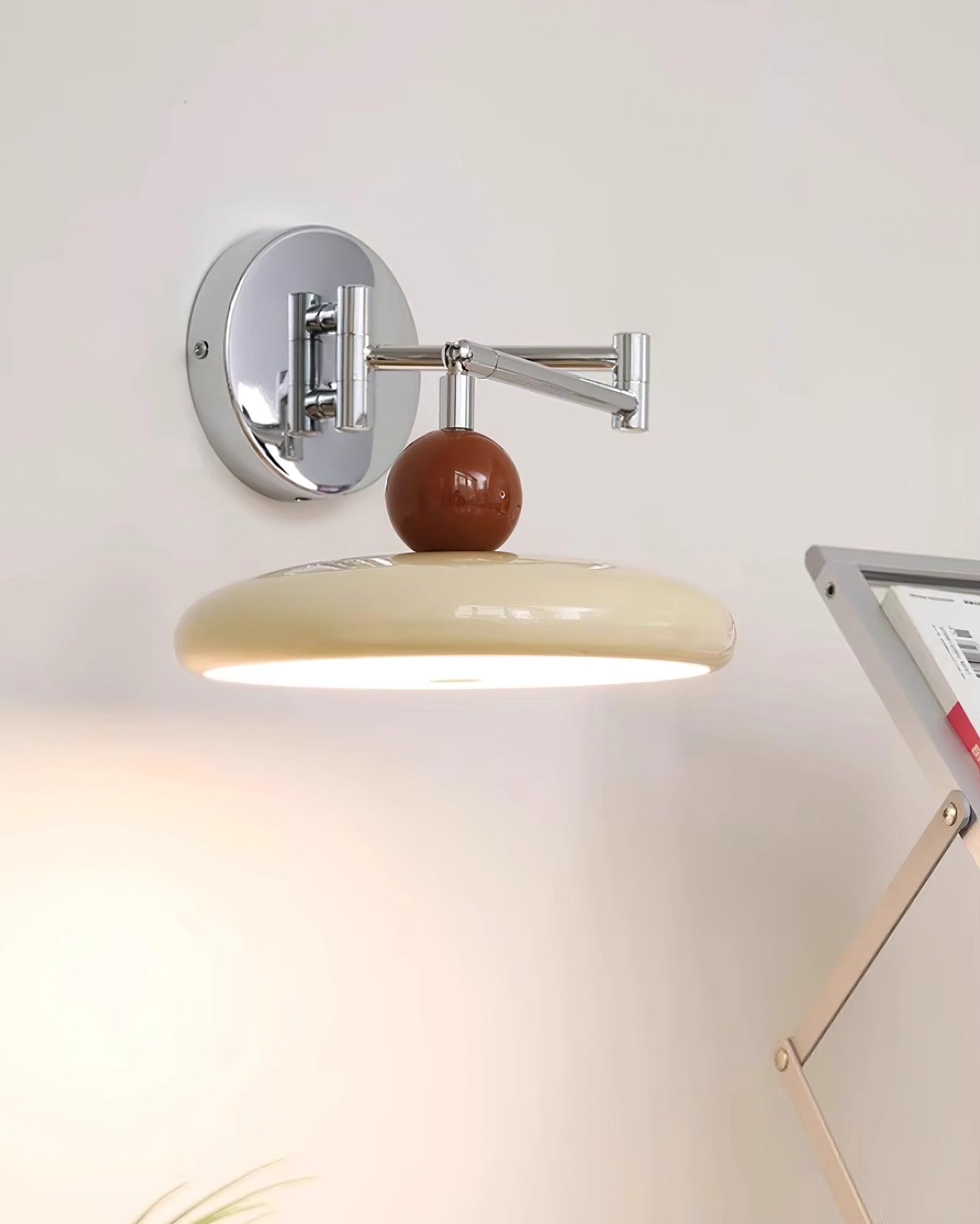 Cream Style Adjustable Swing Arm Disc Reading Wall Lamp M141