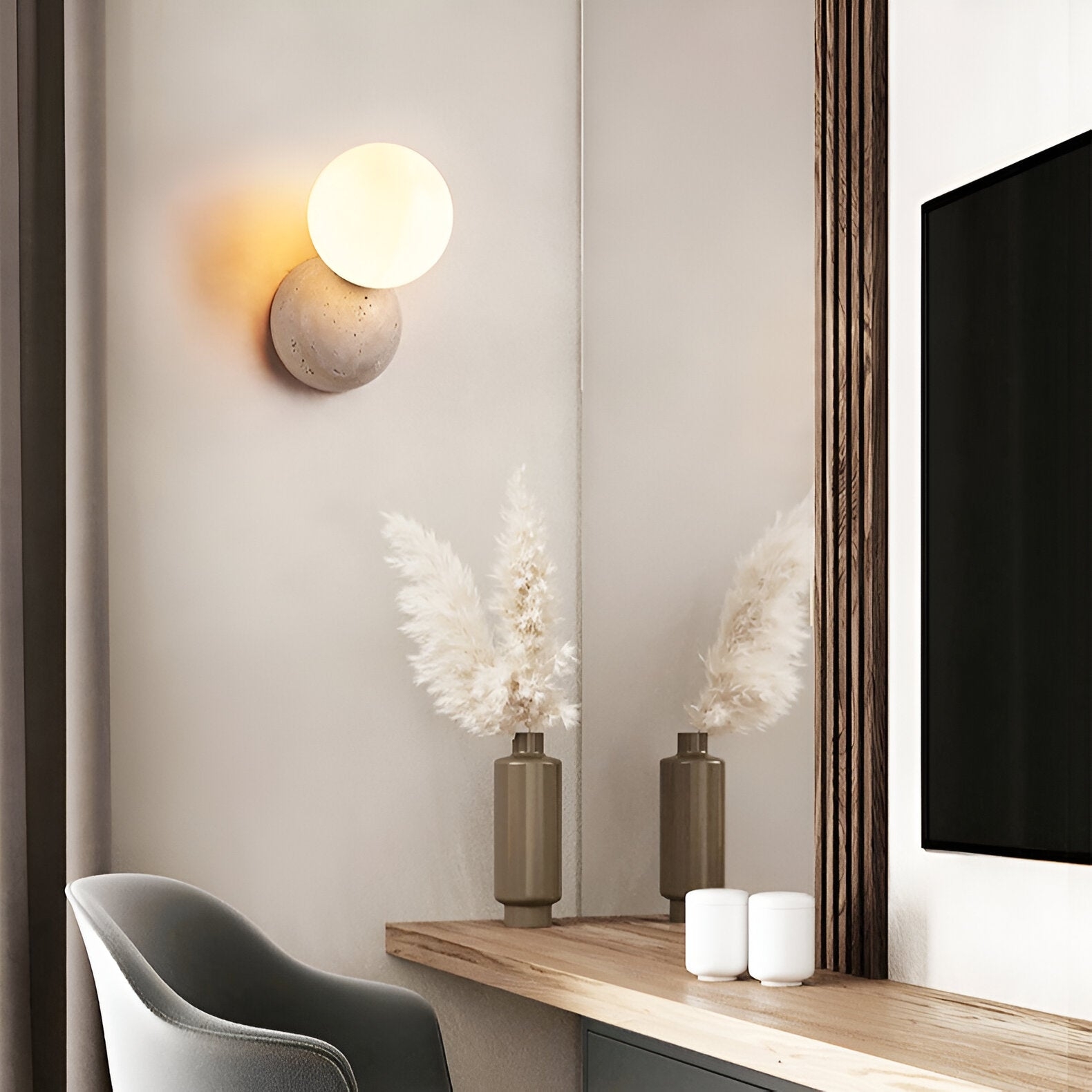 Travertine Round Glass Wall Fixture T2163