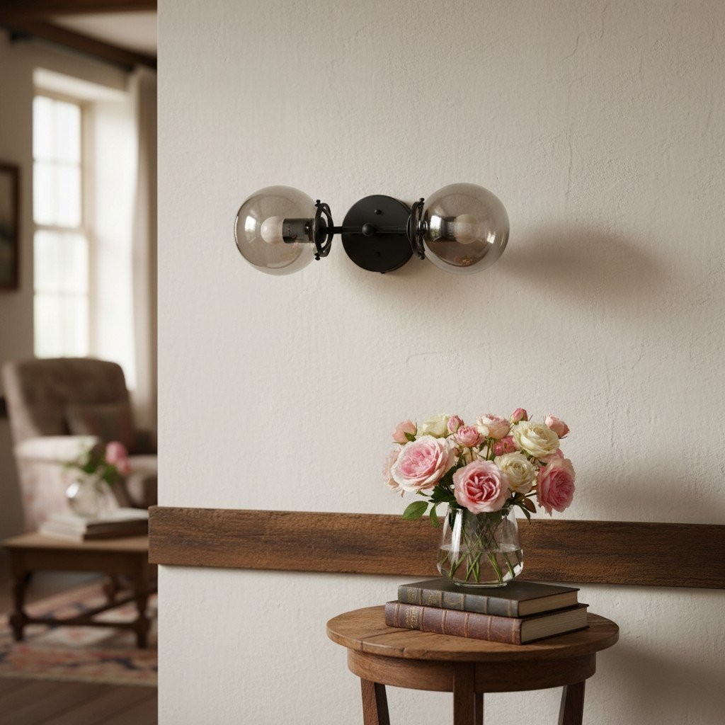 Lumio Globe Double Globe Vanity Wall Light - Rustic Farmhouse Bathroom Wall Fixture T336