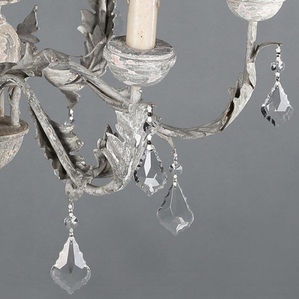 Wooden Iron Vintage Crystal Chandelier