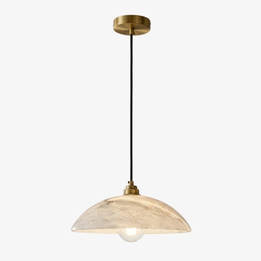 Alariv Elegant  Alabaster Dome Pendant Light - Modern Stone Lighting for Dining or Living T1160
